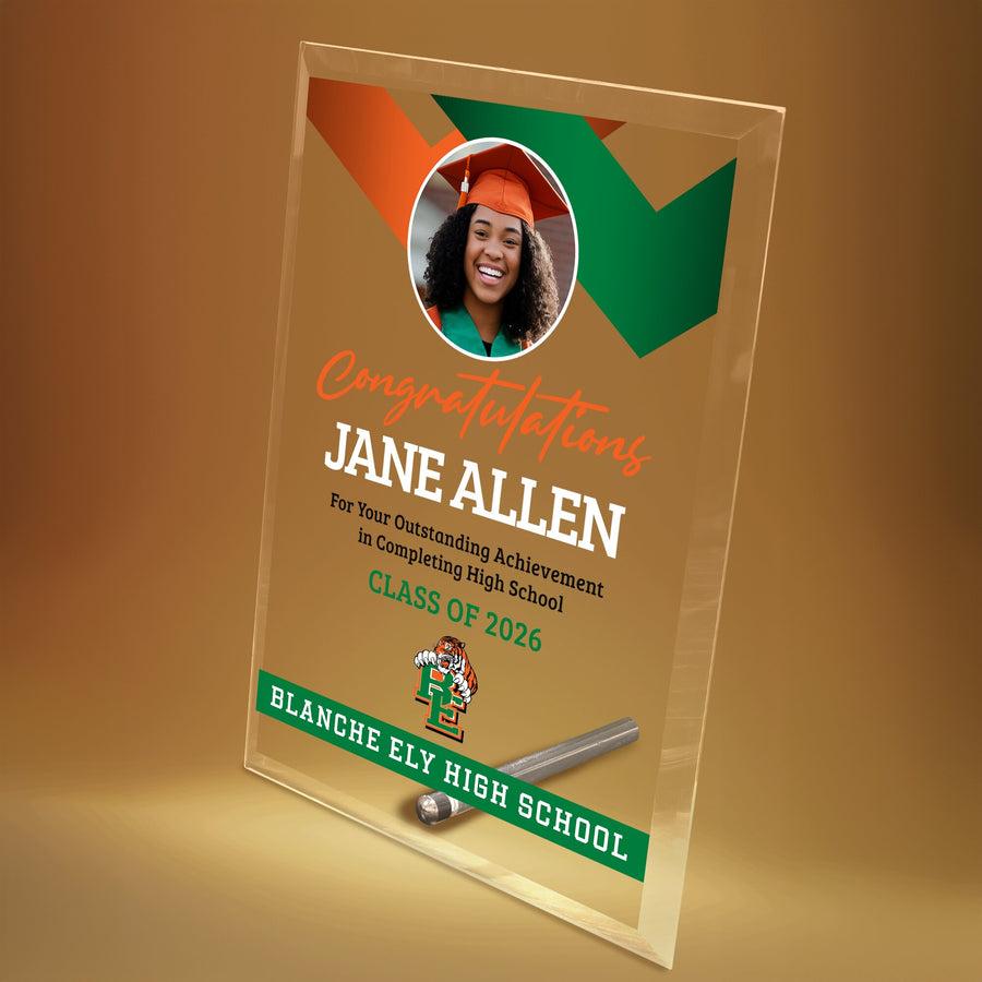 Blanche Ely High School Glass Plaque Design 1