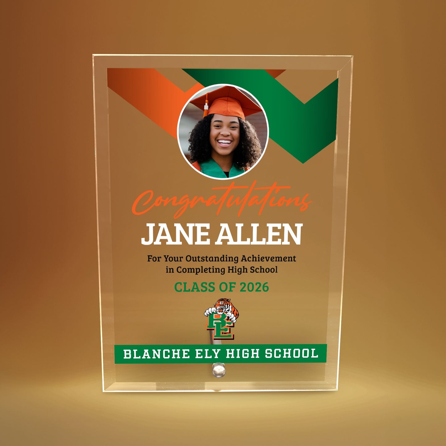 Blanche Ely High School Glass Plaque Design 1