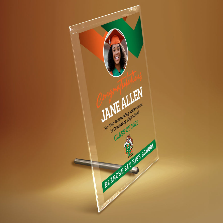 Blanche Ely High School Glass Plaque Design 1