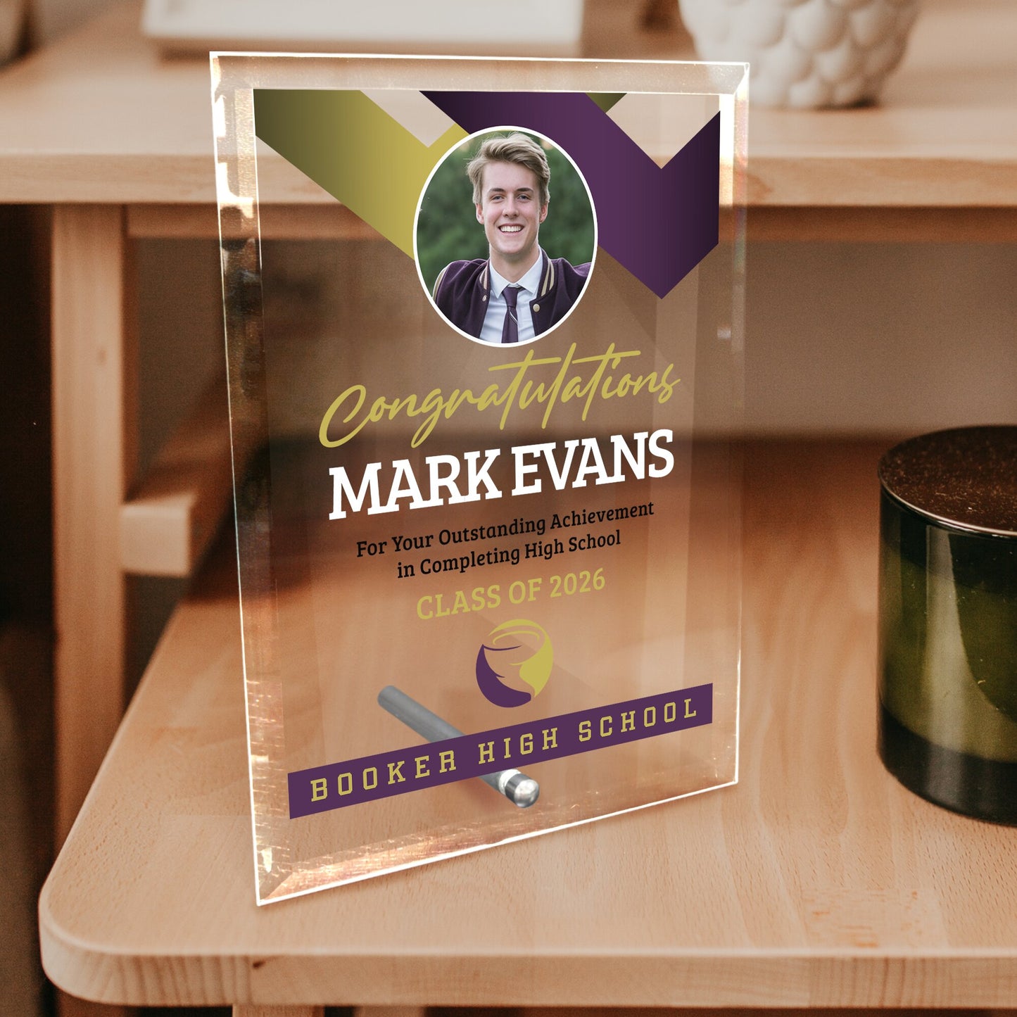 Booker High School Glass Plaque Design 1