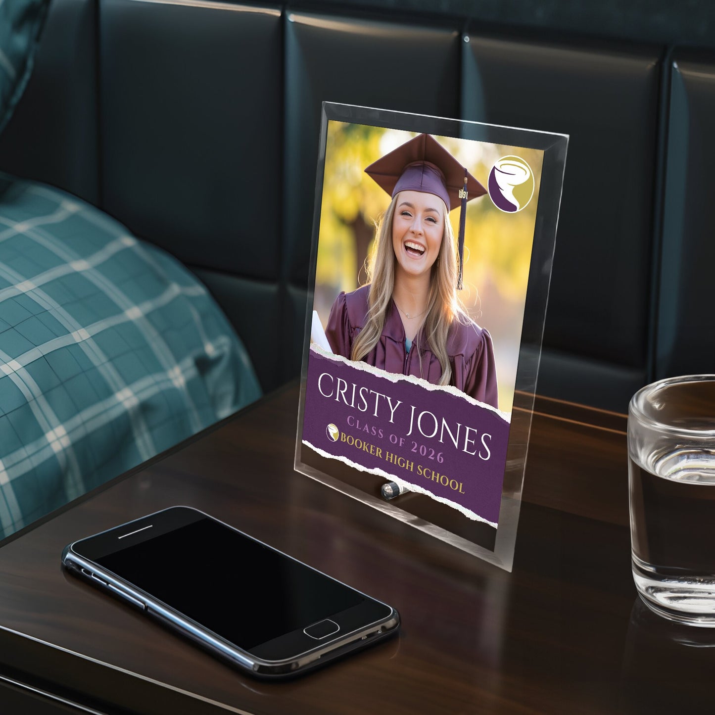 Booker High School Glass Plaque Design 3