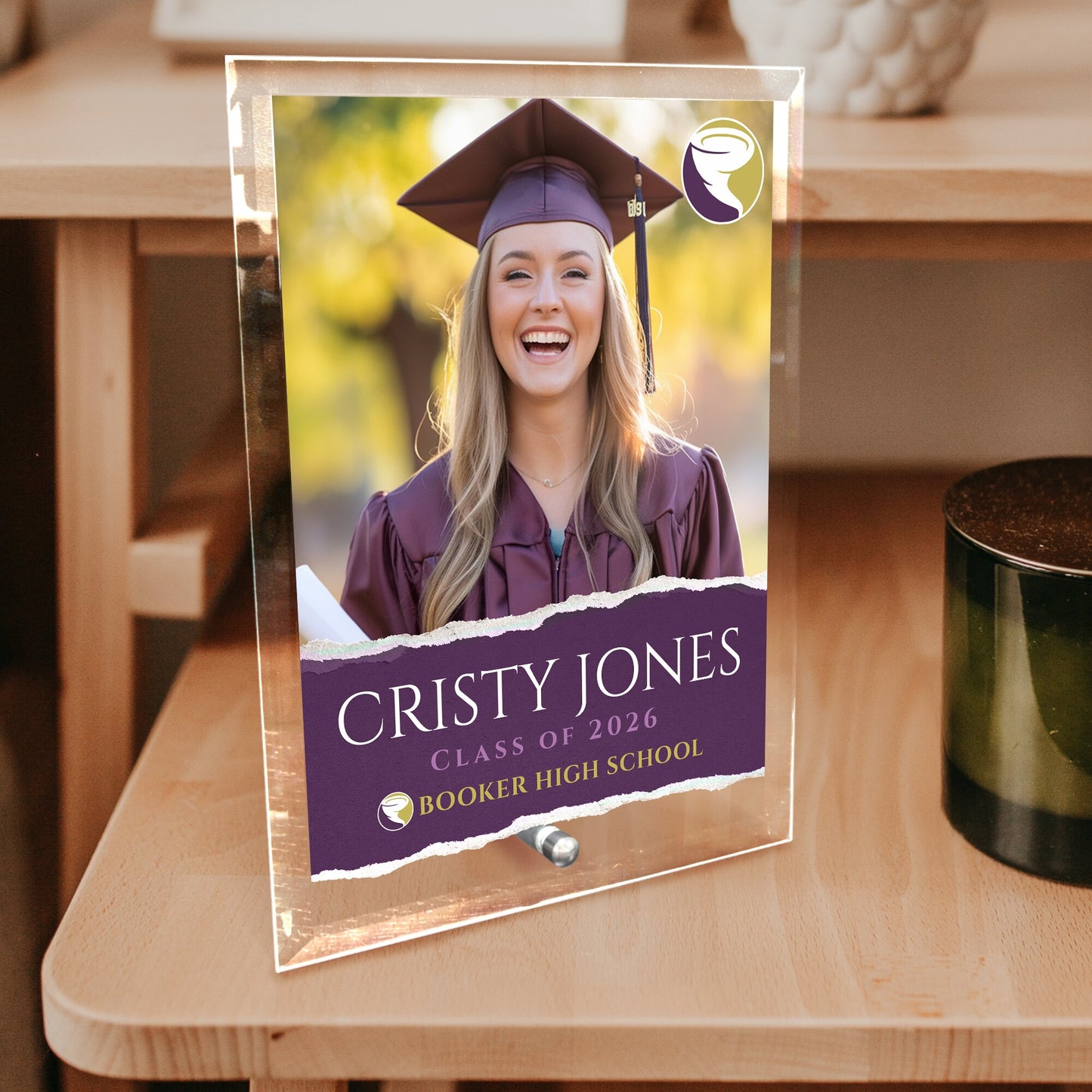 Booker High School Glass Plaque Design 3