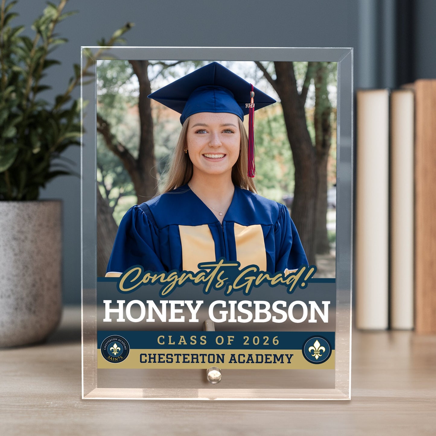 Chesterton Academy of Orlando Glass Plaque Design 2
