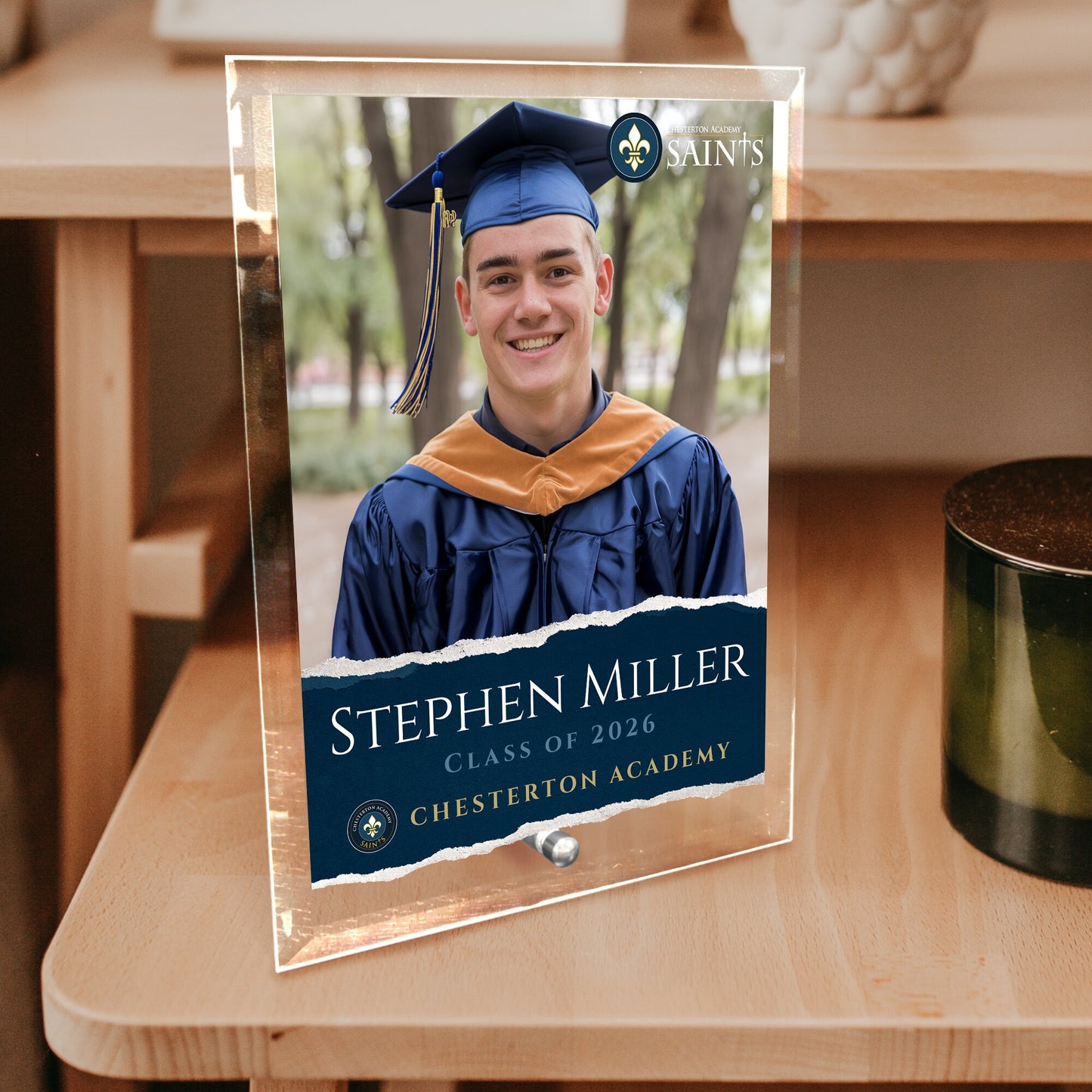 Chesterton Academy of Orlando Glass Plaque Design 3