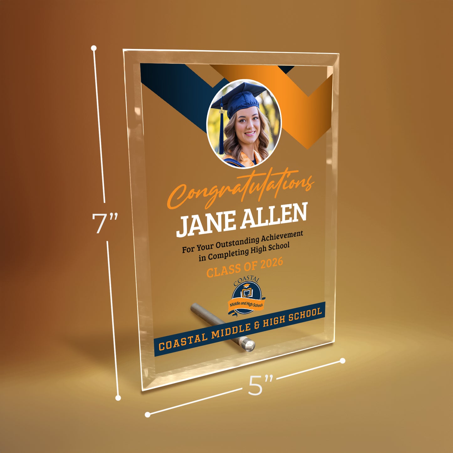 Coastal Middle & High School Glass Plaque Design 1