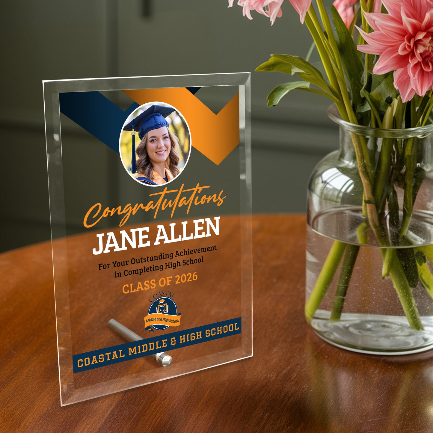 Coastal Middle & High School Glass Plaque Design 1