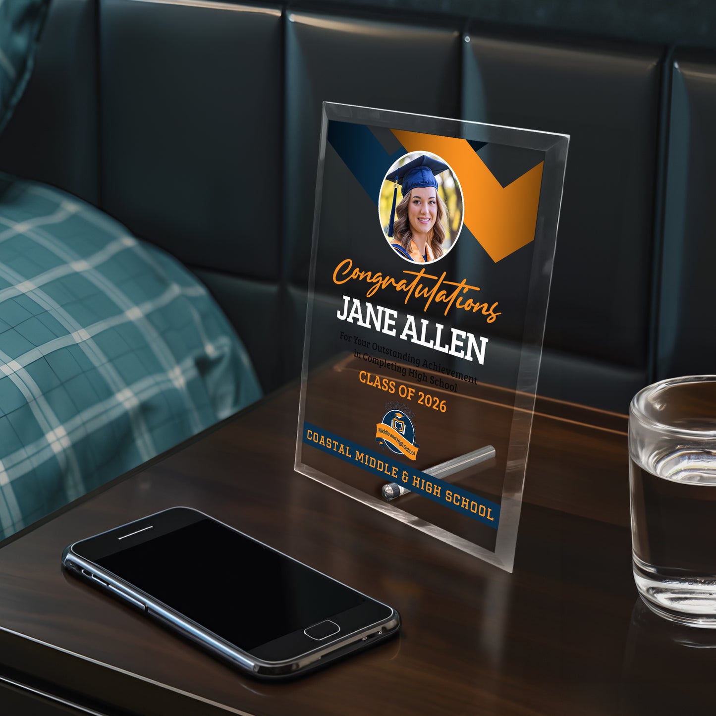 Coastal Middle & High School Glass Plaque Design 1