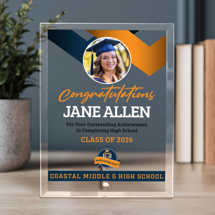 Coastal Middle & High School Glass Plaque Design 1