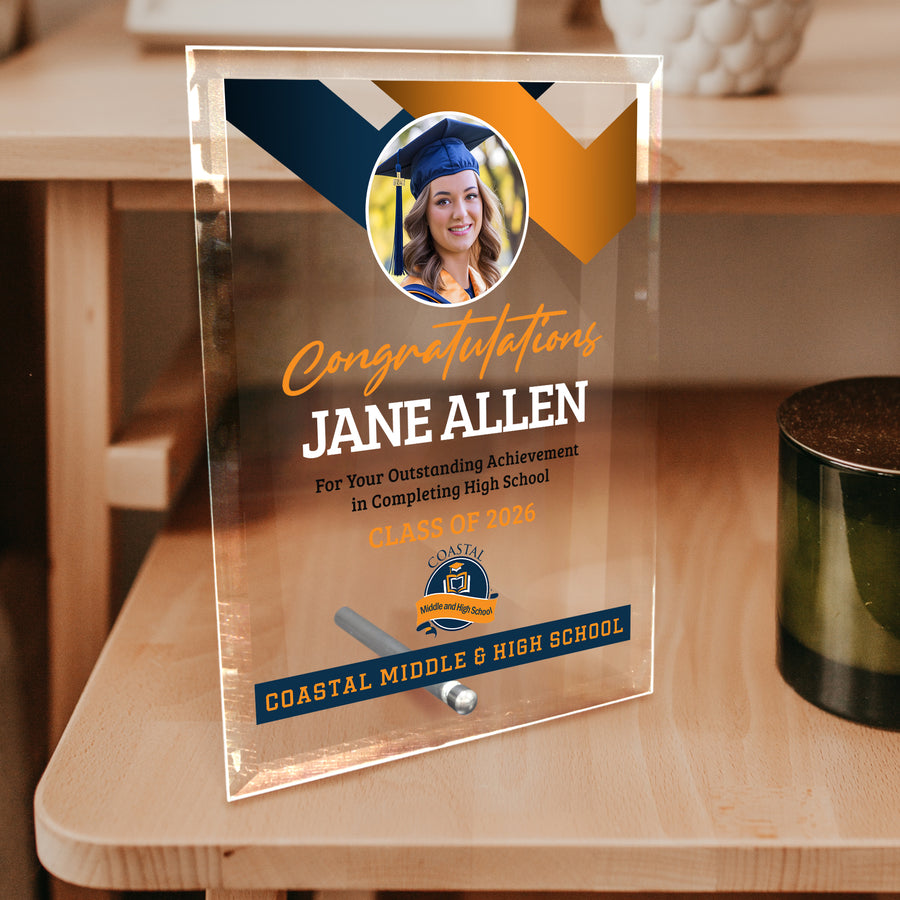 Coastal Middle & High School Glass Plaque Design 1