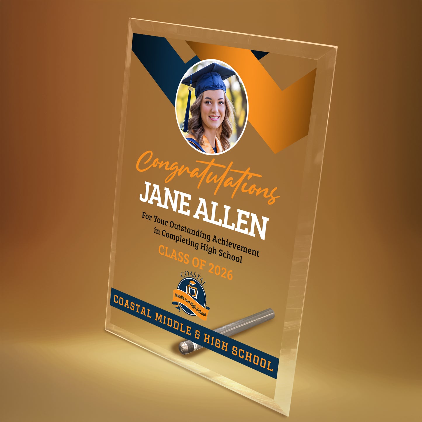 Coastal Middle & High School Glass Plaque Design 1