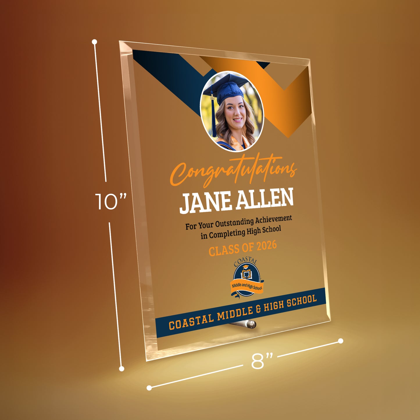 Coastal Middle & High School Glass Plaque Design 1
