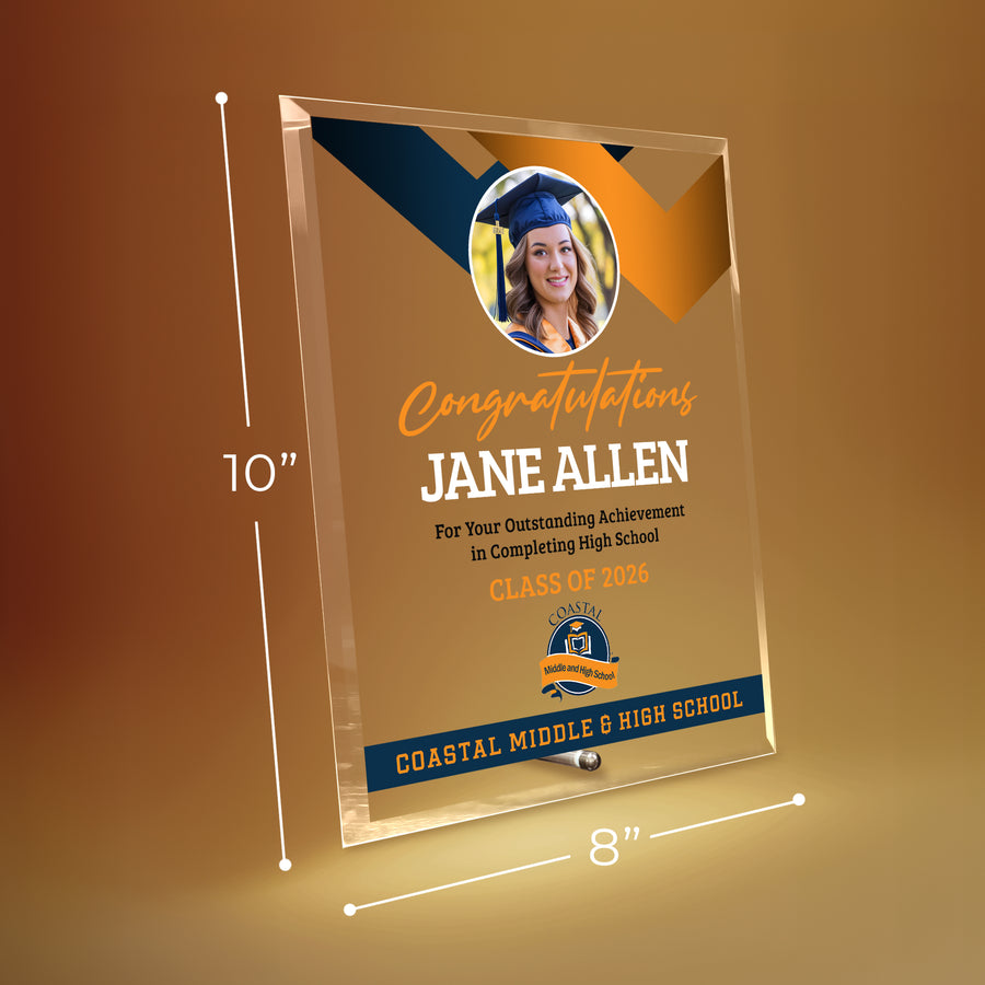 Coastal Middle & High School Glass Plaque Design 1