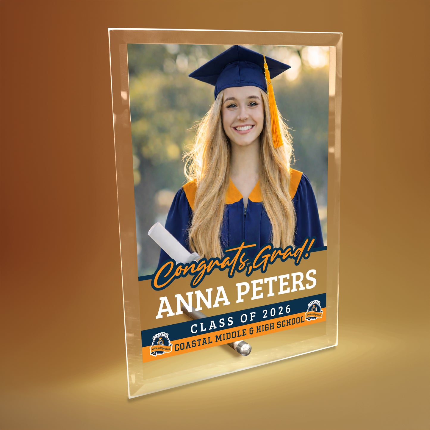 Coastal Middle & High School Glass Plaque Design 2