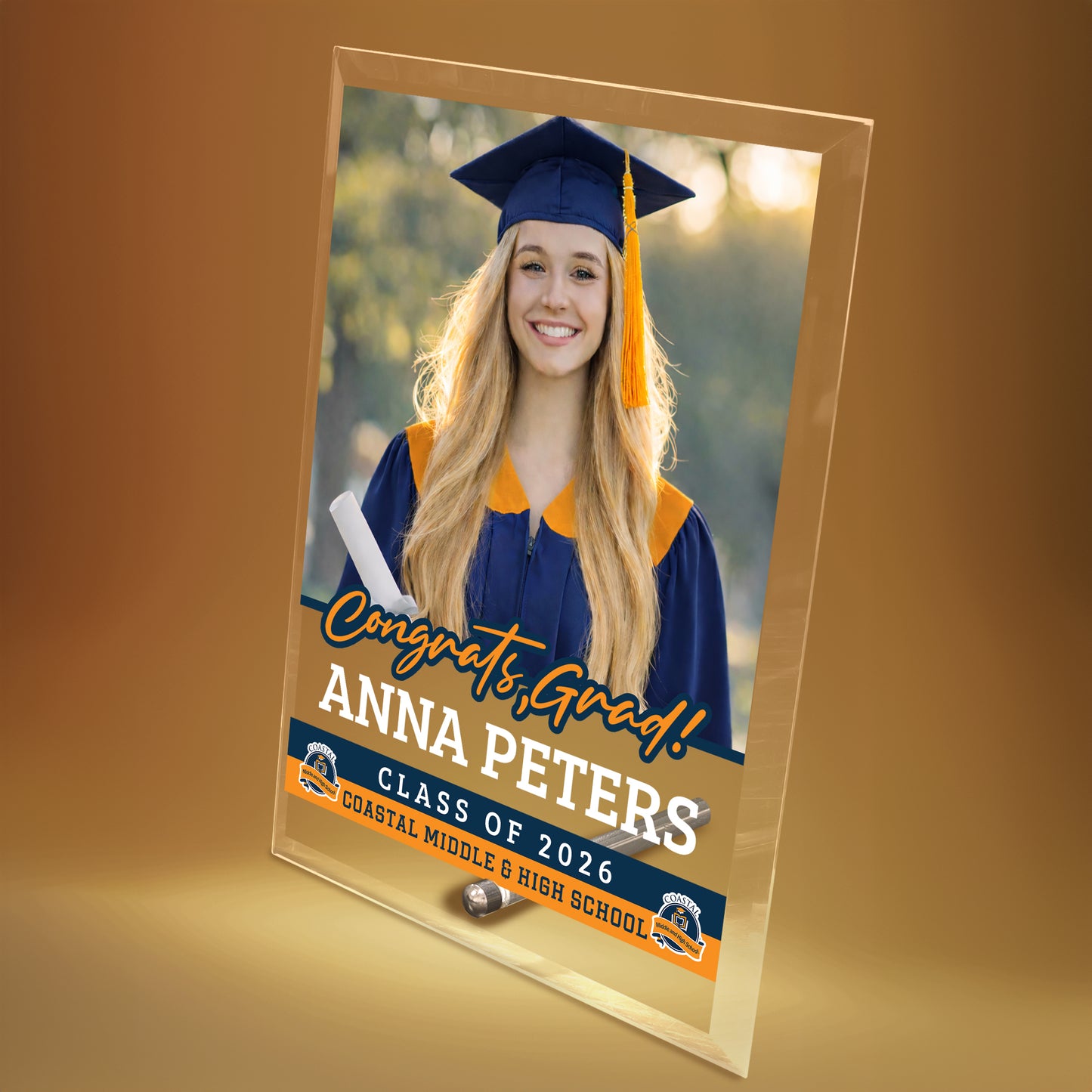 Coastal Middle & High School Glass Plaque Design 2