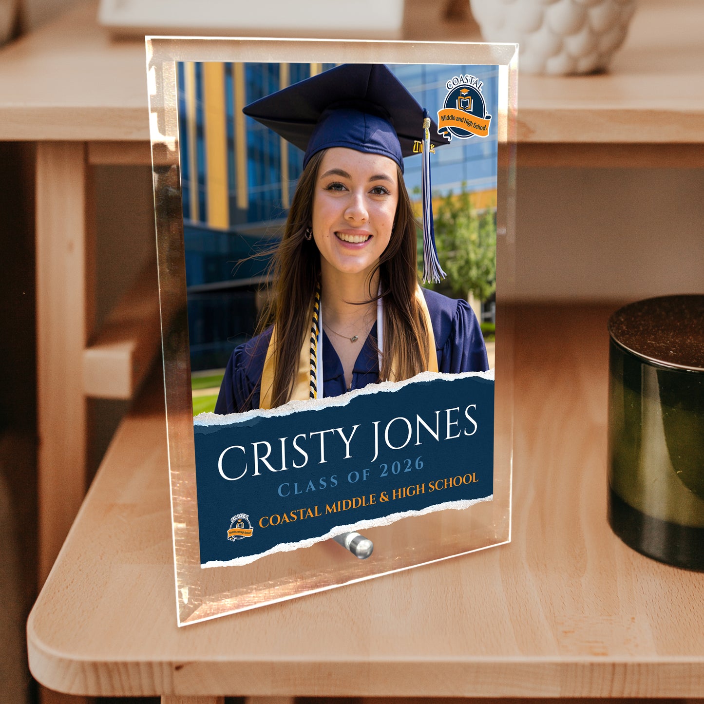 Coastal Middle & High School Glass Plaque Design 3