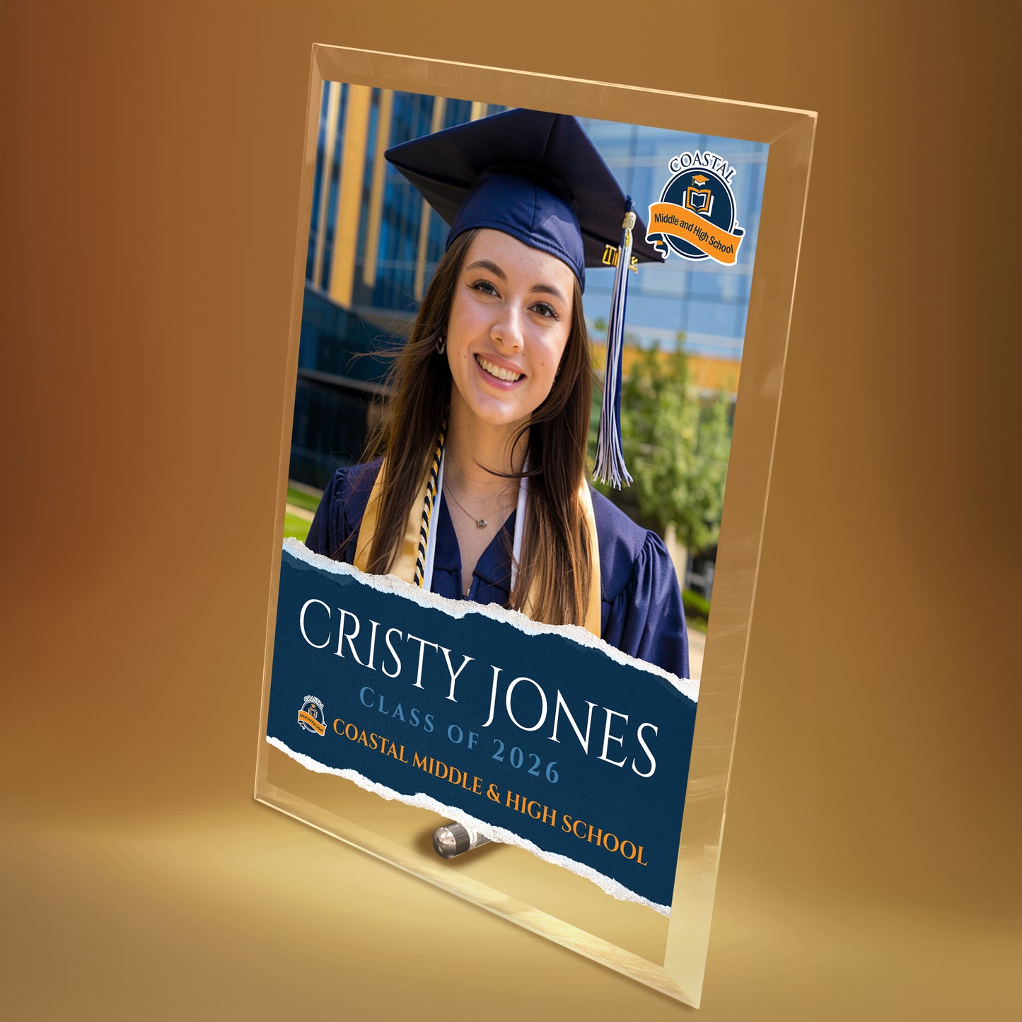 Coastal Middle & High School Glass Plaque Design 3