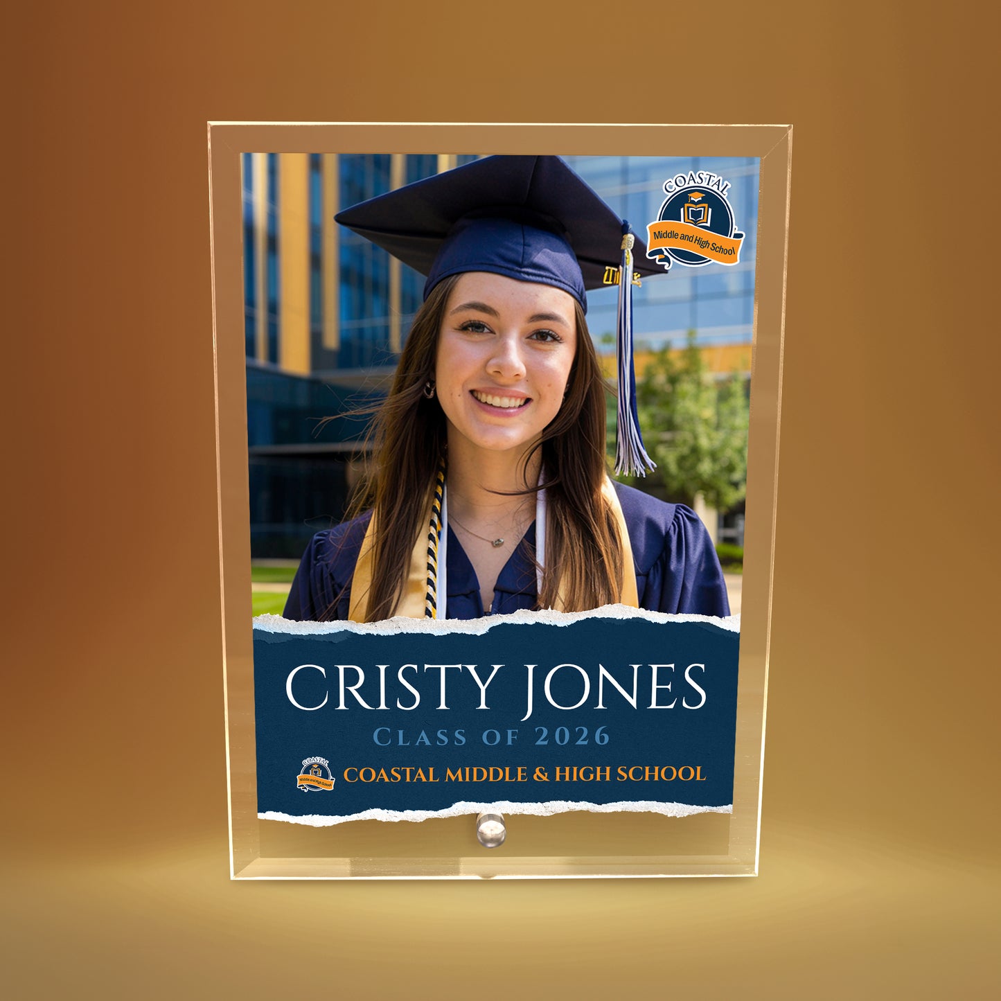 Coastal Middle & High School Glass Plaque Design 3