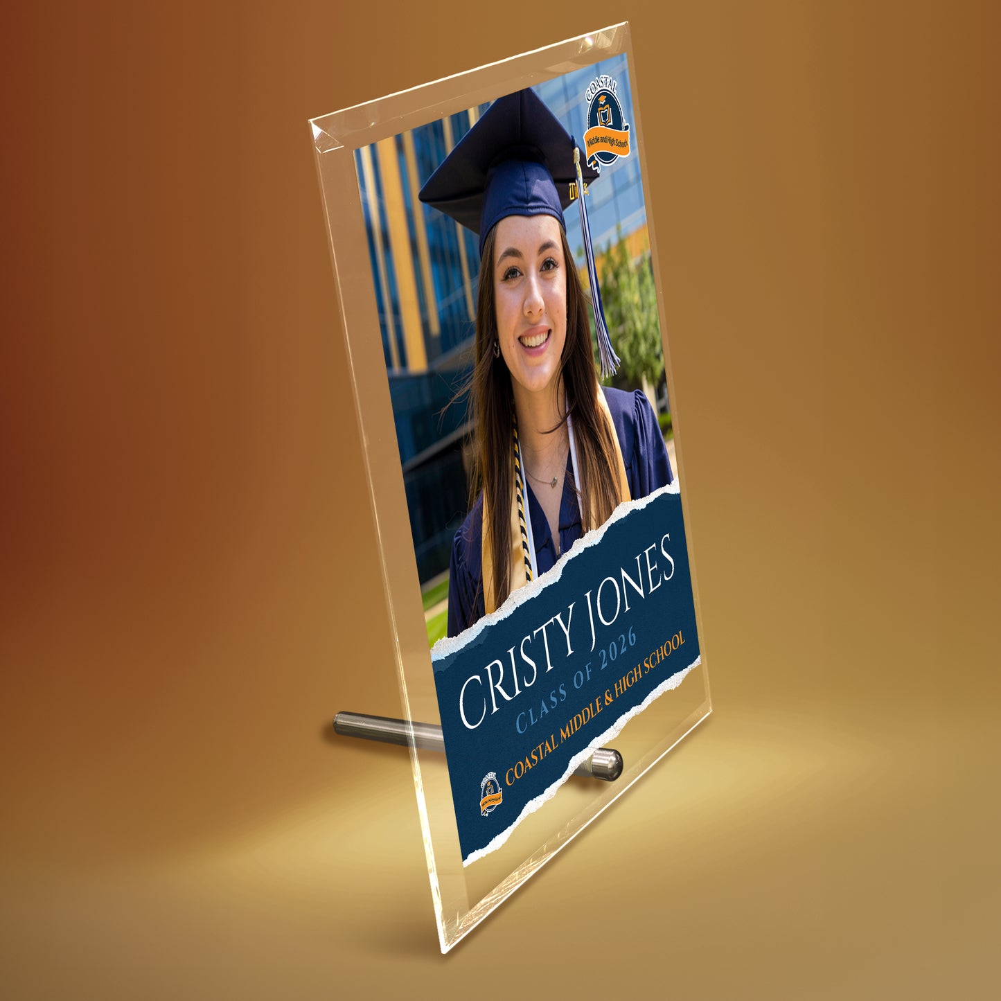 Coastal Middle & High School Glass Plaque Design 3