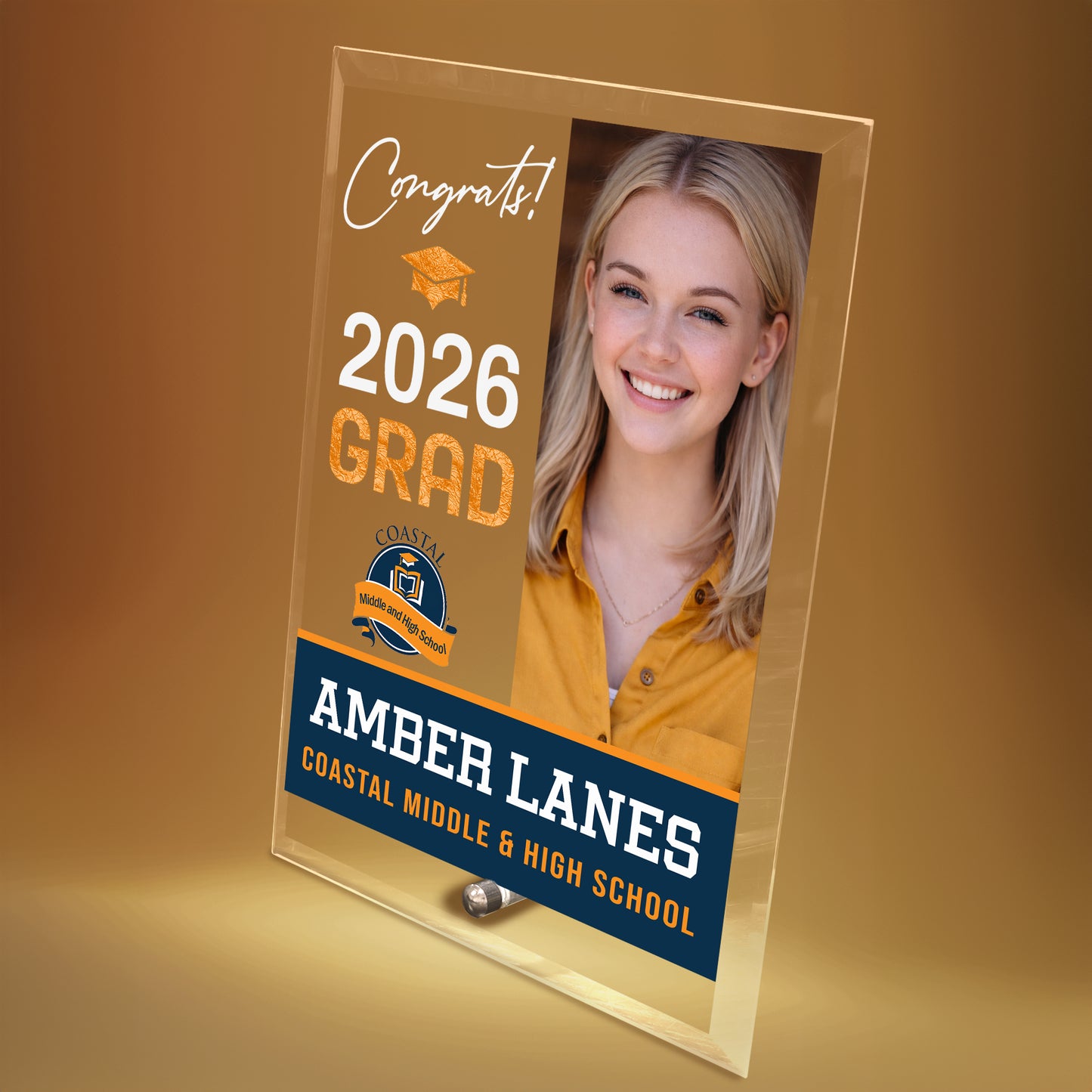 Coastal Middle & High School Glass Plaque Design 4
