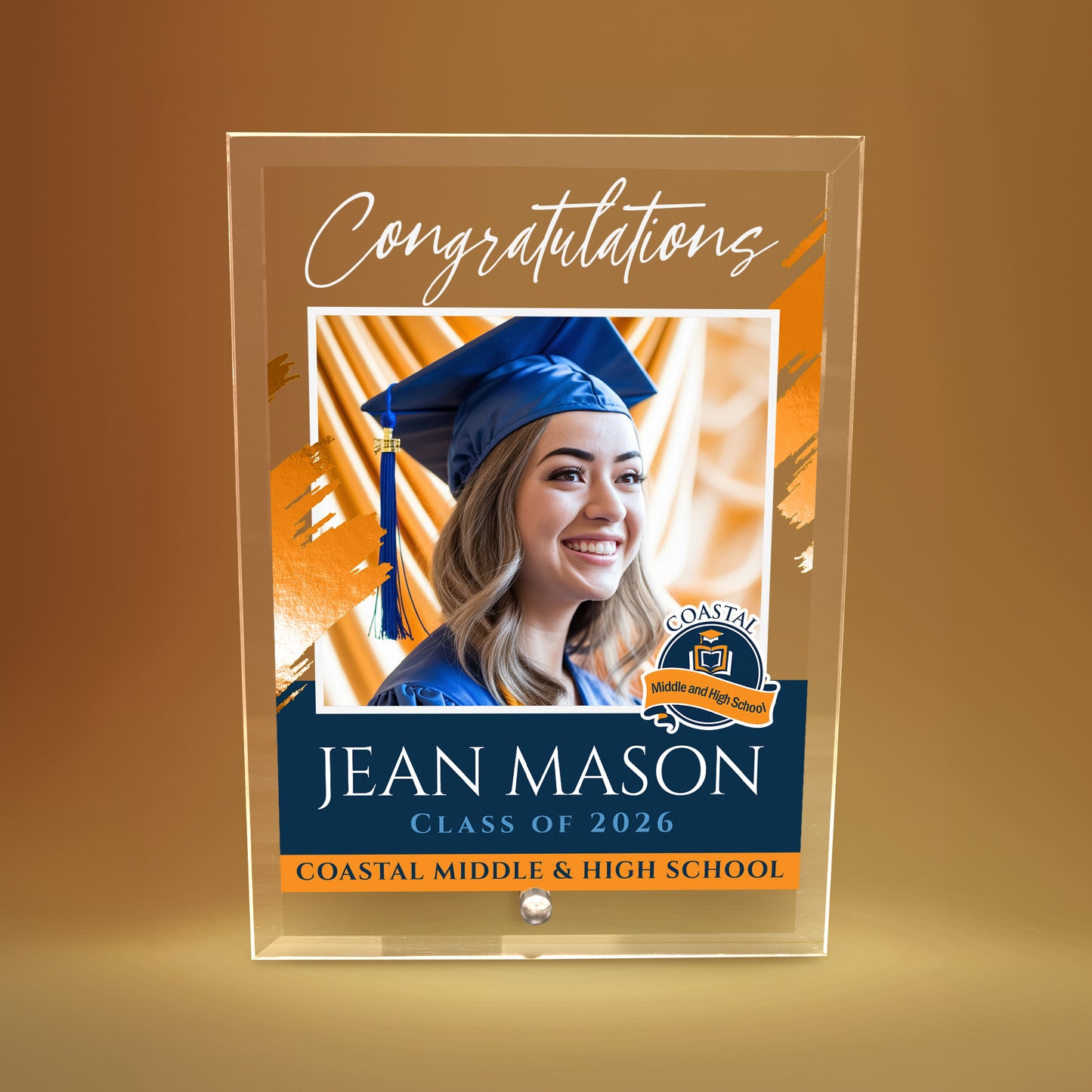 Coastal Middle & High School Glass Plaque Design 5