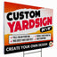 Product mockup of custom yard signs, 4x18 yard sign with a metal stand, isolated on a white background.