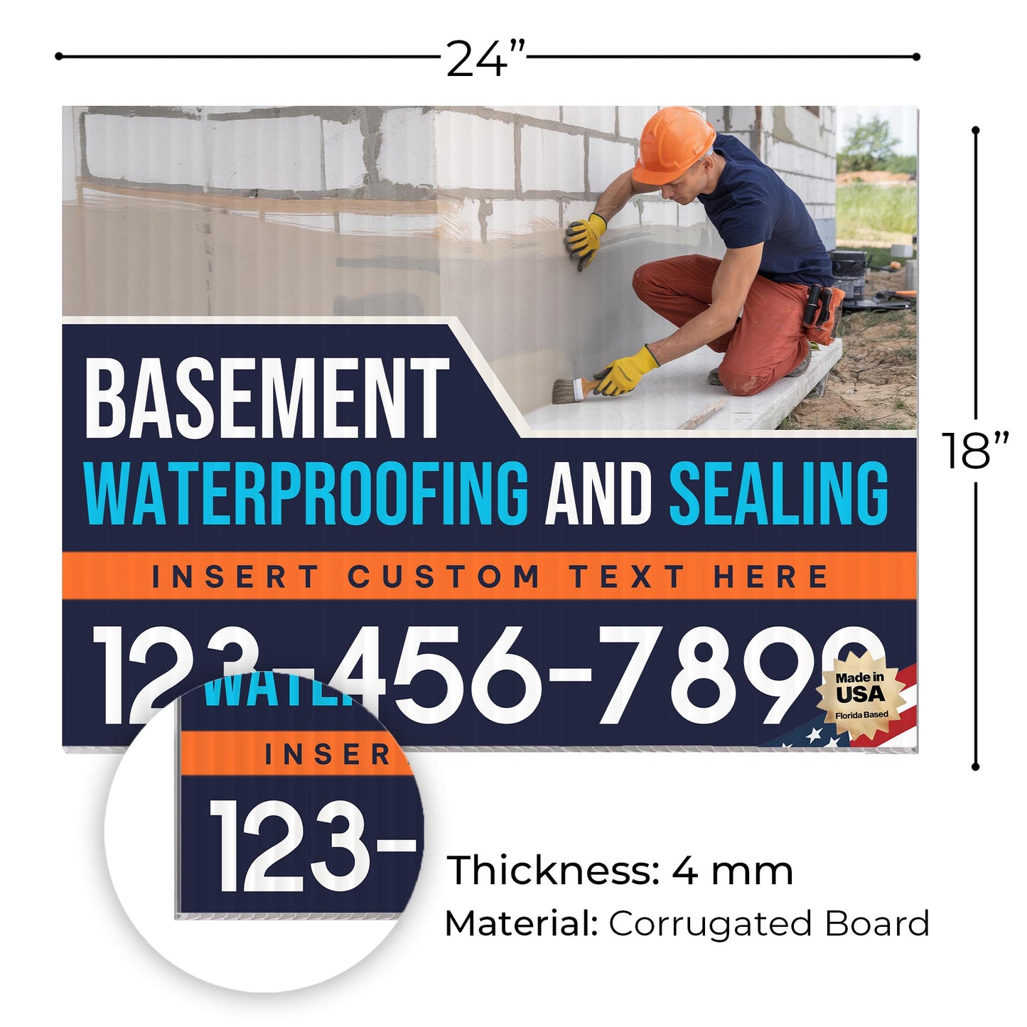 Basement Waterproofing and Sealing Services Yard Sign Design 1 -  BFS-BSMNT-24X18-DS-D1-BFS-BSMNT-24X18-SS-D1