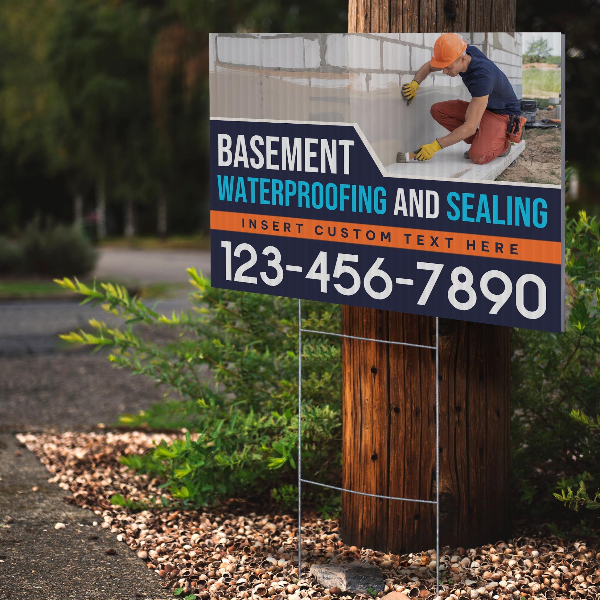Basement Waterproofing and Sealing Services Yard Sign Design 1 -  BFS-BSMNT-24X18-DS-D1-BFS-BSMNT-24X18-SS-D1