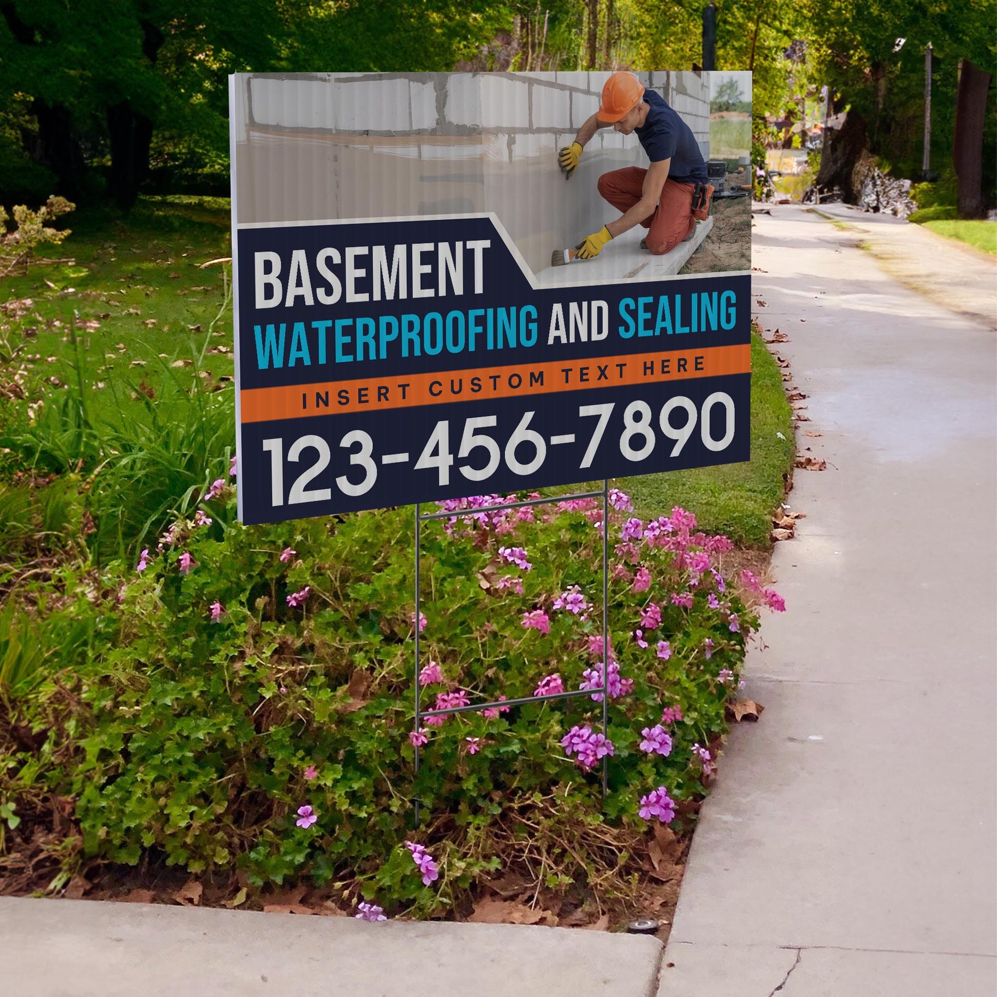 Basement Waterproofing and Sealing Services Yard Sign Design 1 -  BFS-BSMNT-24X18-DS-D1-BFS-BSMNT-24X18-SS-D1