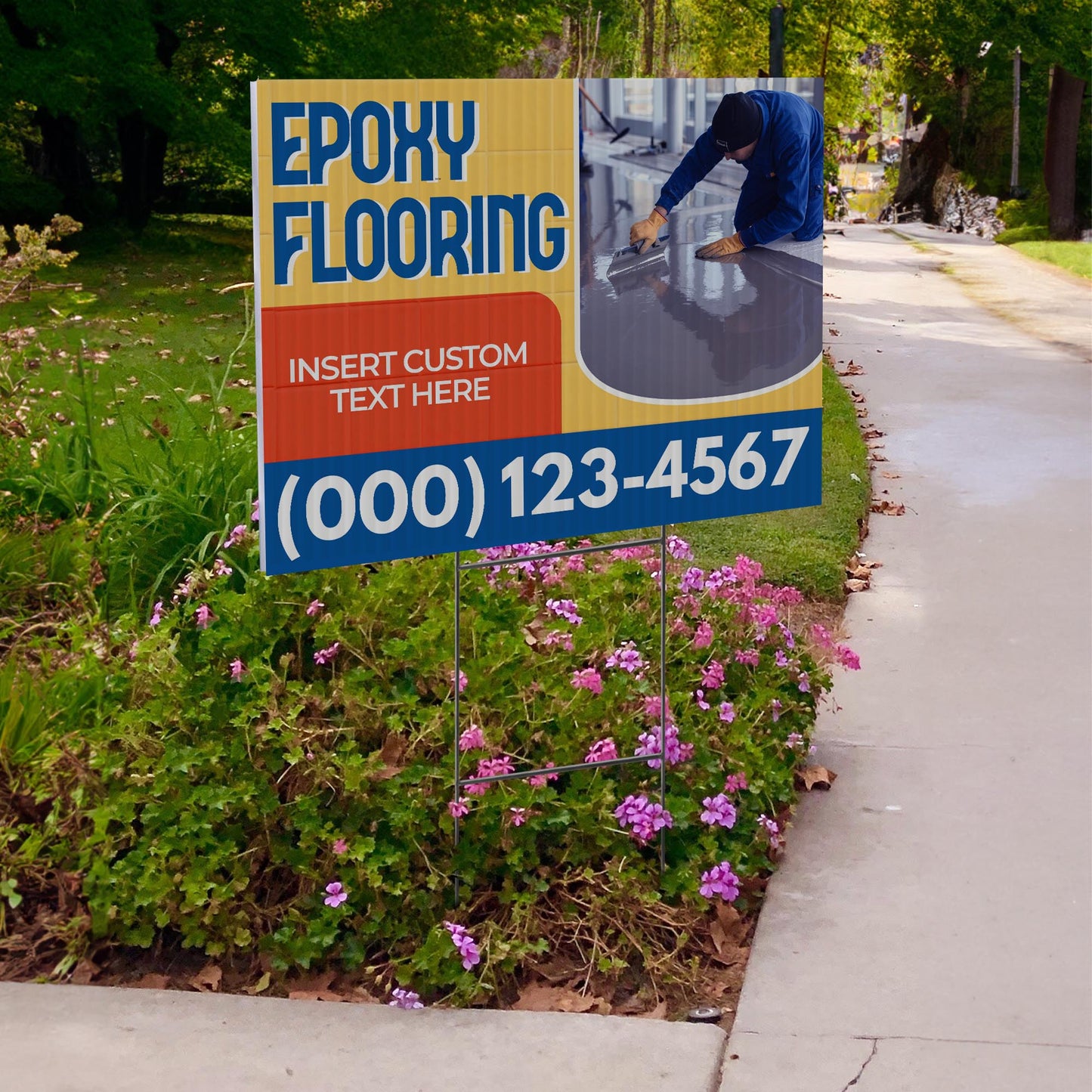 Epoxy Flooring Services Yard Sign Design 1 -  BFS-EPXY-24X18-DS-D1-BFS-EPXY-24X18-SS-D1