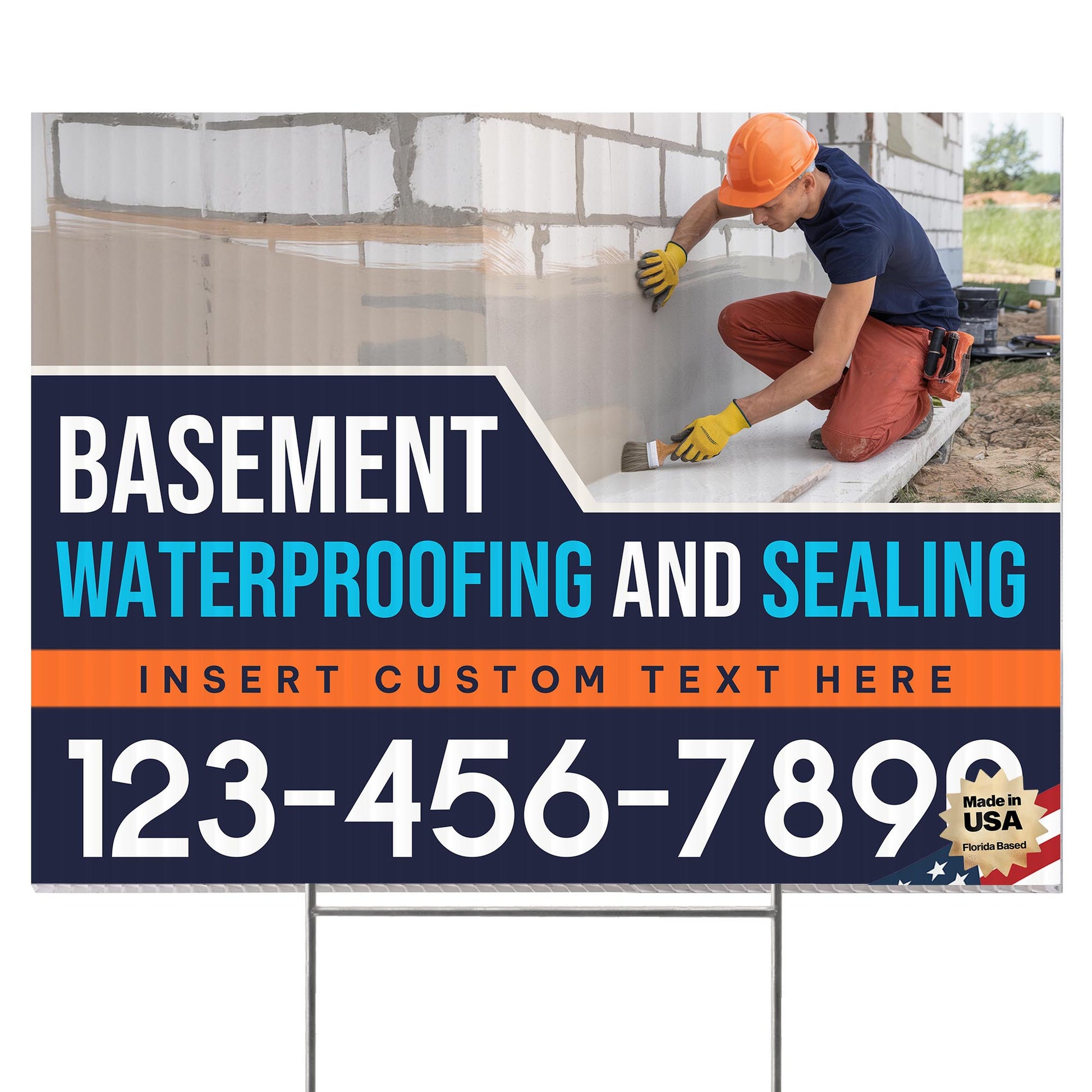 Basement Waterproofing and Sealing Services Yard Sign Design 1 -  BFS-BSMNT-24X18-DS-D1-BFS-BSMNT-24X18-SS-D1