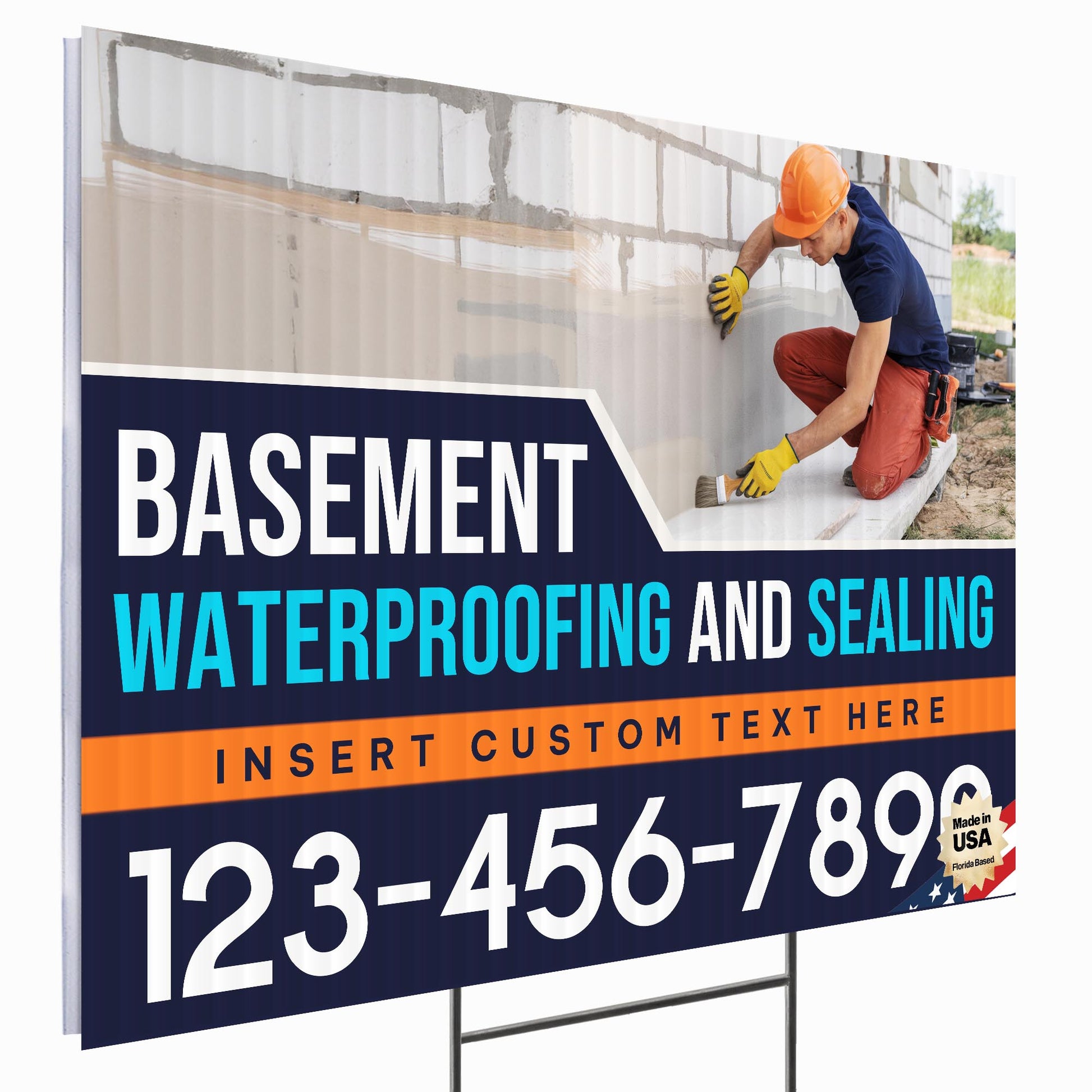 Basement Waterproofing and Sealing Services Yard Sign Design 1 -  BFS-BSMNT-24X18-DS-D1-BFS-BSMNT-24X18-SS-D1
