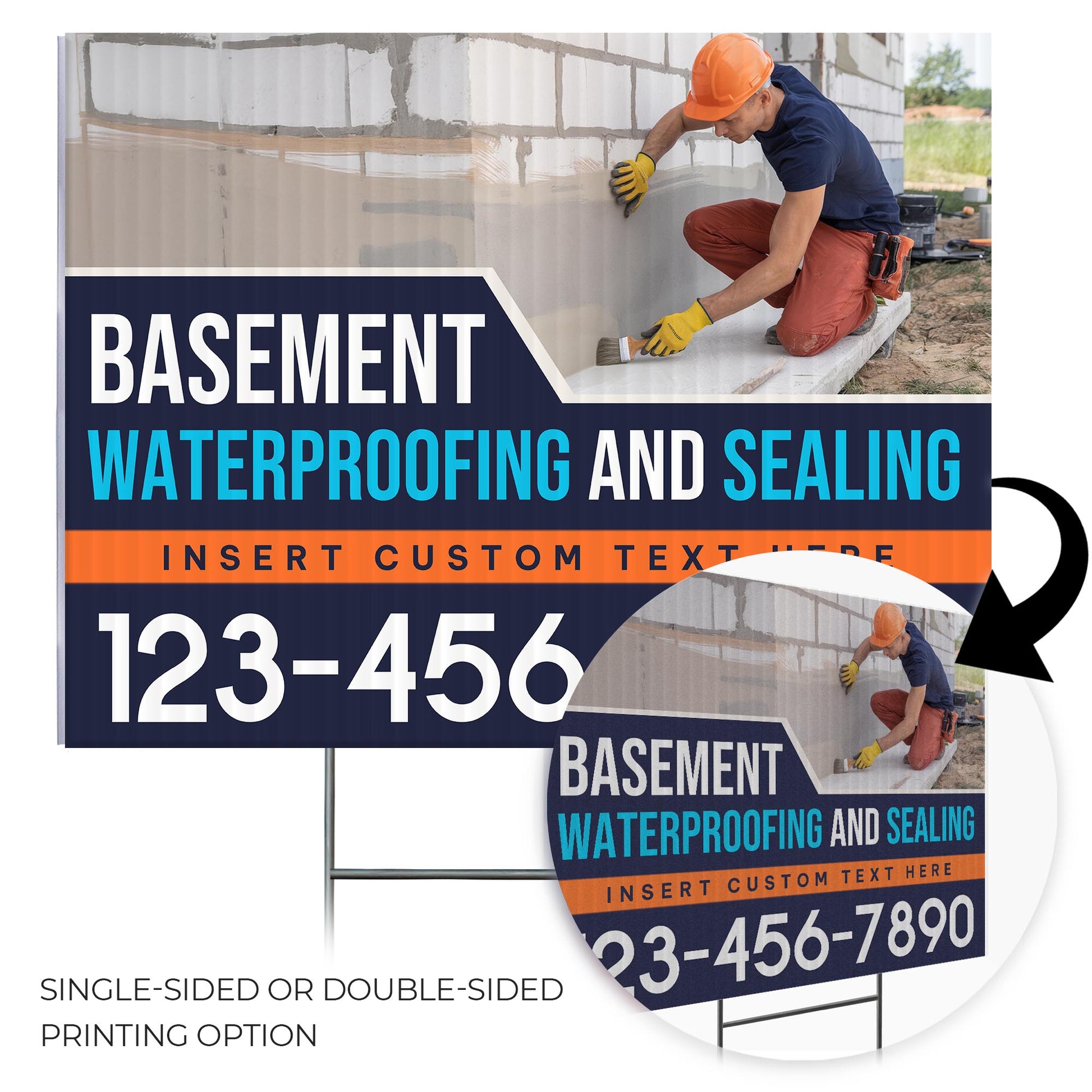 Basement Waterproofing and Sealing Services Yard Sign Design 1 -  BFS-BSMNT-24X18-DS-D1-BFS-BSMNT-24X18-SS-D1