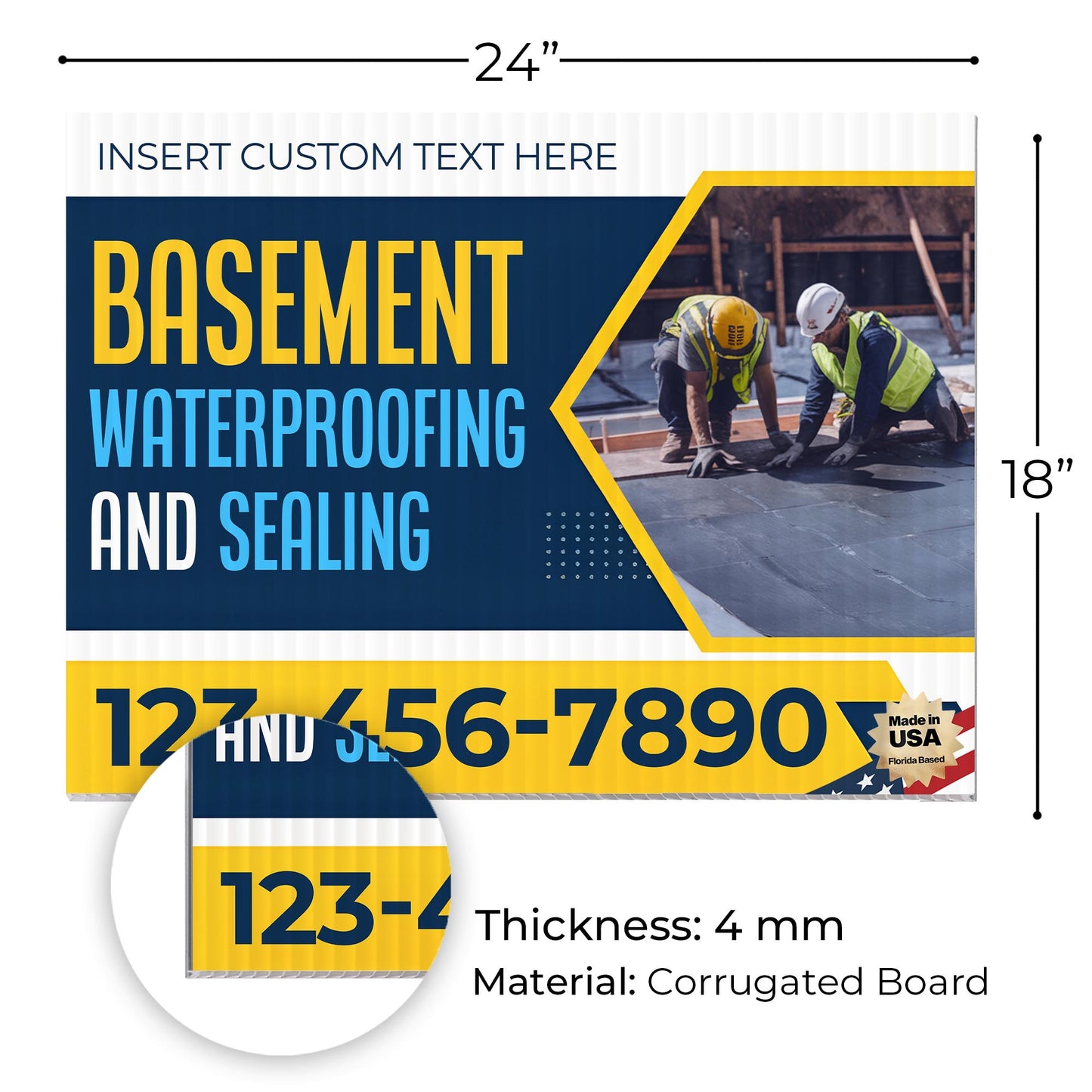 Basement Waterproofing and Sealing Services Yard Sign Design 2 -  BFS-BSMNT-24X18-DS-D2-BFS-BSMNT-24X18-SS-D2