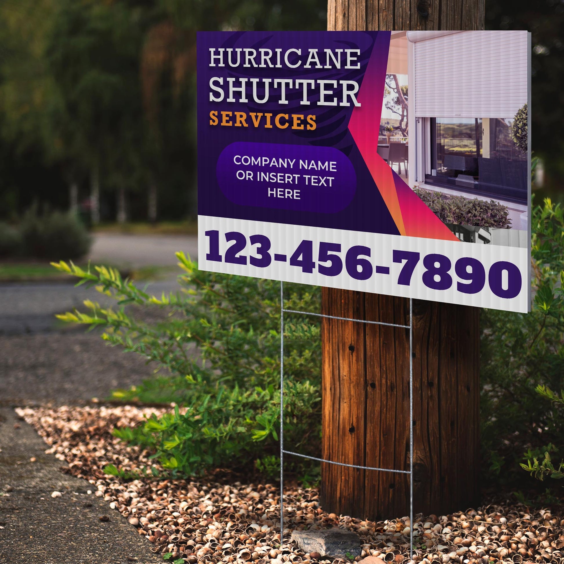 Hurricane Shutter Services Yard Sign Design 2 -  BFS-HUR-24X18-DS-D2-BFS-HUR-24X18-SS-D2