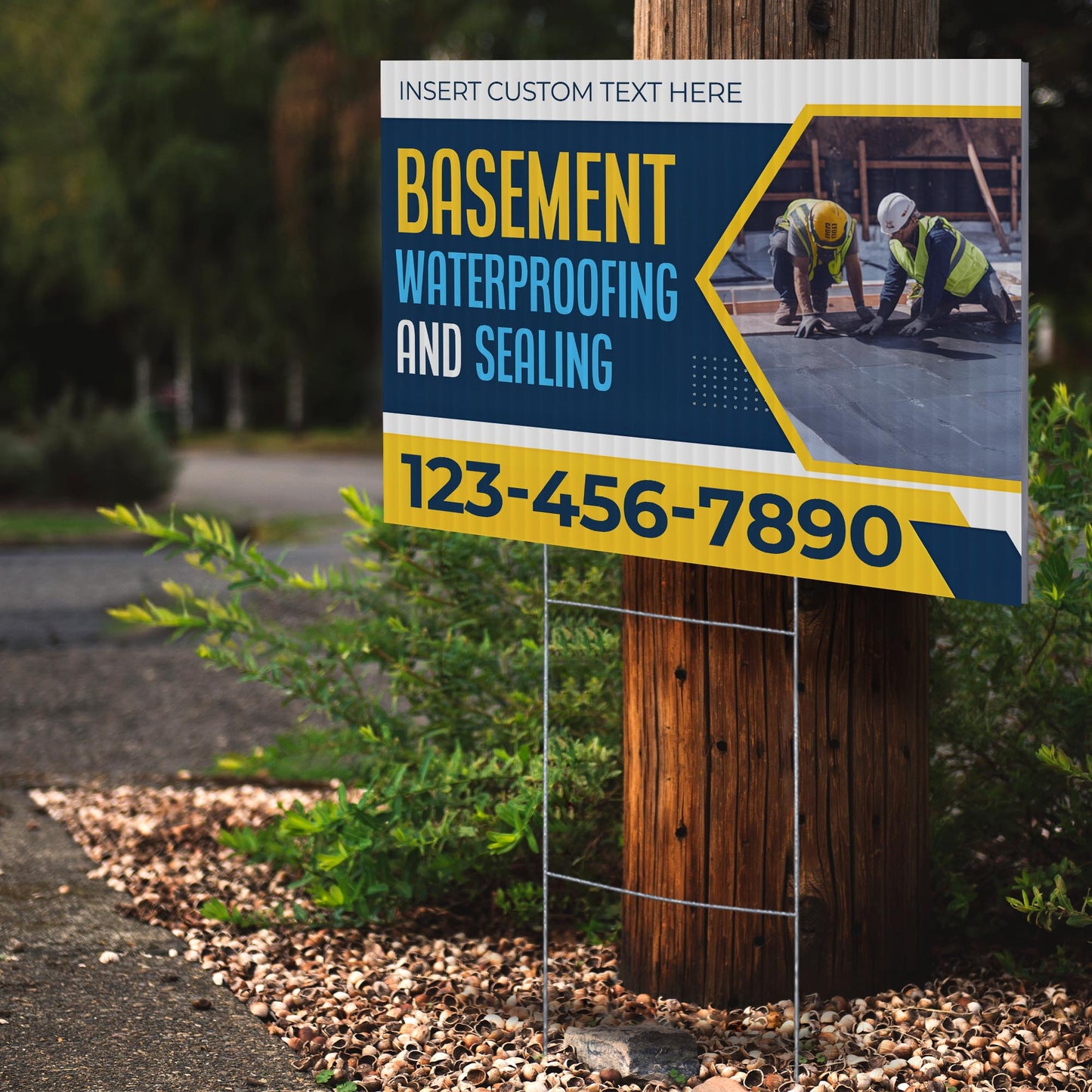 Basement Waterproofing and Sealing Services Yard Sign Design 2 -  BFS-BSMNT-24X18-DS-D2-BFS-BSMNT-24X18-SS-D2