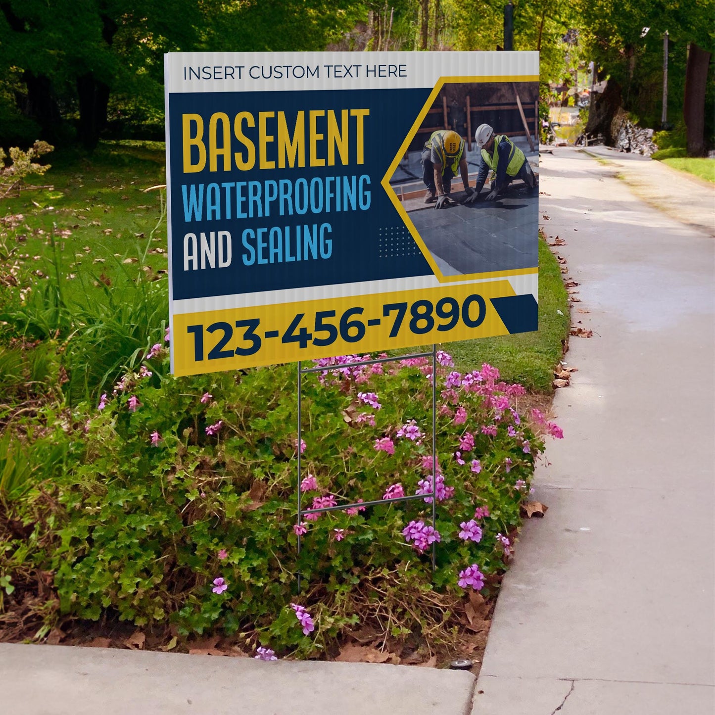 Basement Waterproofing and Sealing Services Yard Sign Design 2 -  BFS-BSMNT-24X18-DS-D2-BFS-BSMNT-24X18-SS-D2