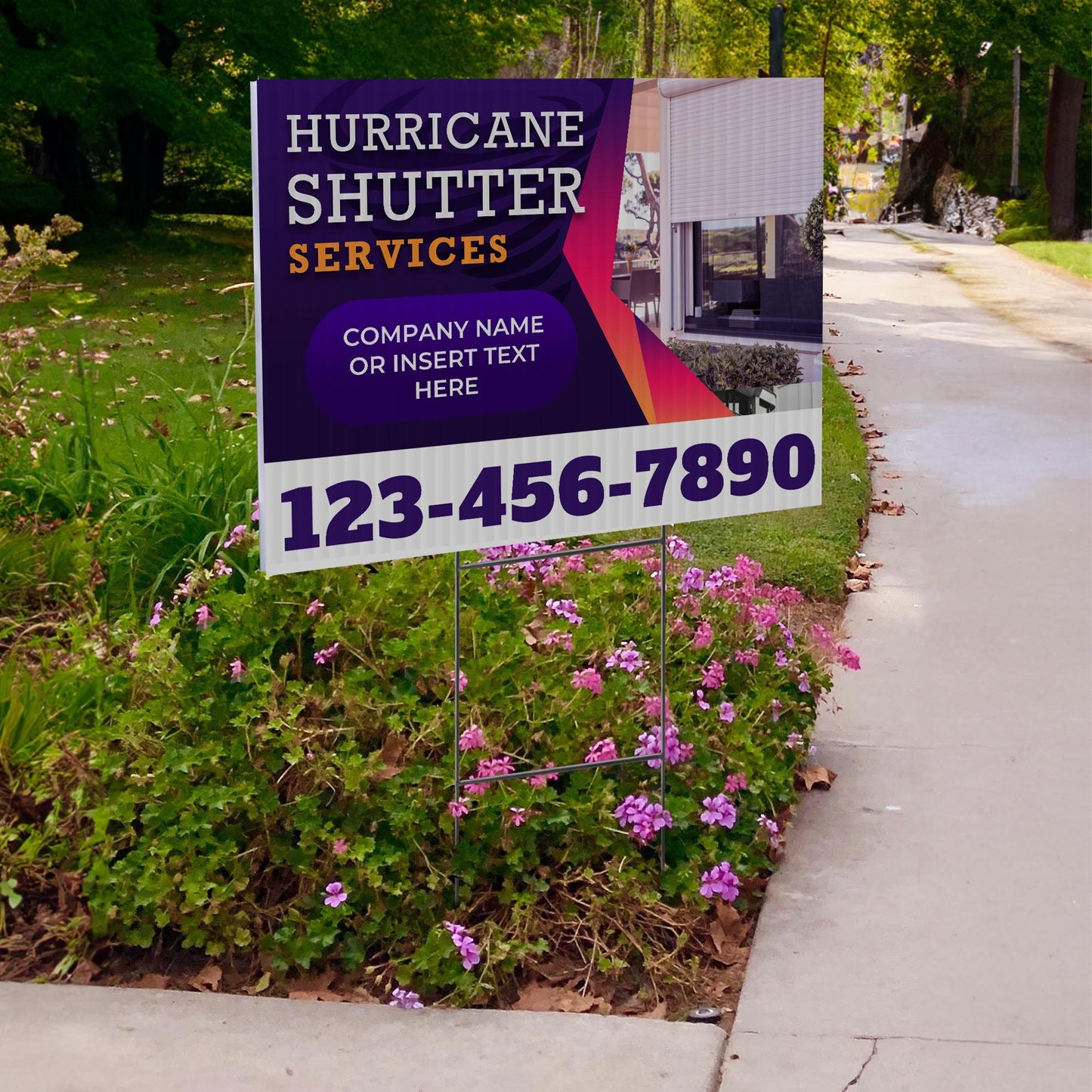 Hurricane Shutter Services Yard Sign Design 2 -  BFS-HUR-24X18-DS-D2-BFS-HUR-24X18-SS-D2