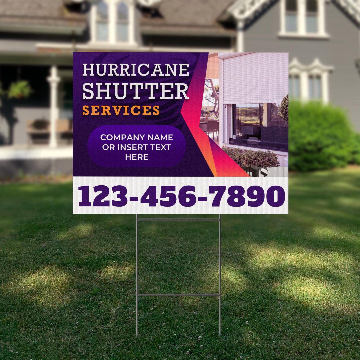 Hurricane Shutter Services Yard Sign Design 2 -  BFS-HUR-24X18-DS-D2-BFS-HUR-24X18-SS-D2