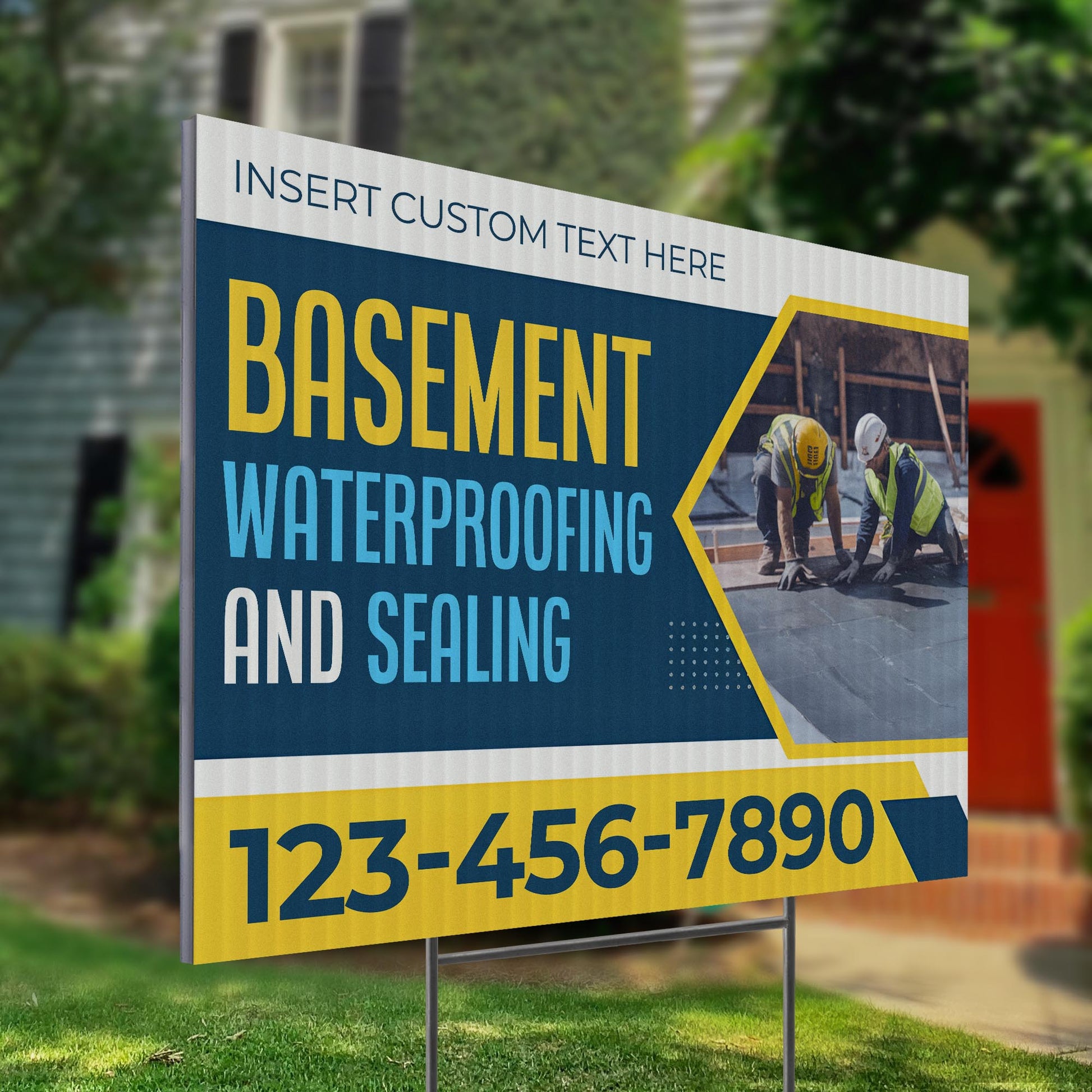 Basement Waterproofing and Sealing Services Yard Sign Design 2 -  BFS-BSMNT-24X18-DS-D2-BFS-BSMNT-24X18-SS-D2