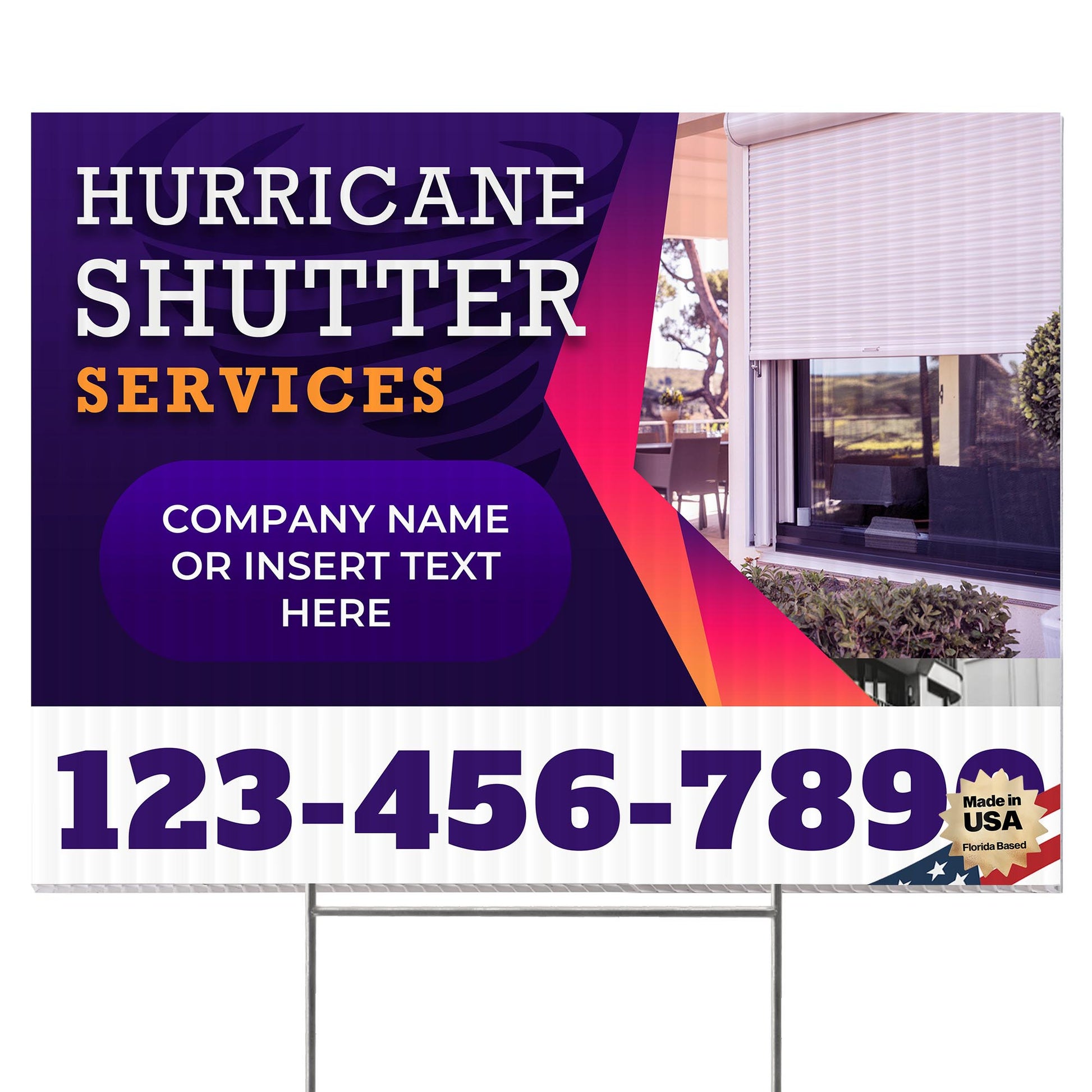 Hurricane Shutter Services Yard Sign Design 2 -  BFS-HUR-24X18-DS-D2-BFS-HUR-24X18-SS-D2