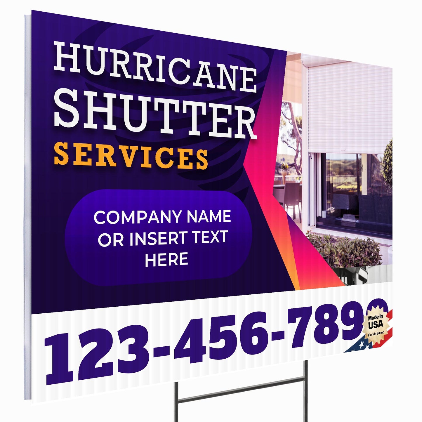 Hurricane Shutter Services Yard Sign Design 2 -  BFS-HUR-24X18-DS-D2-BFS-HUR-24X18-SS-D2