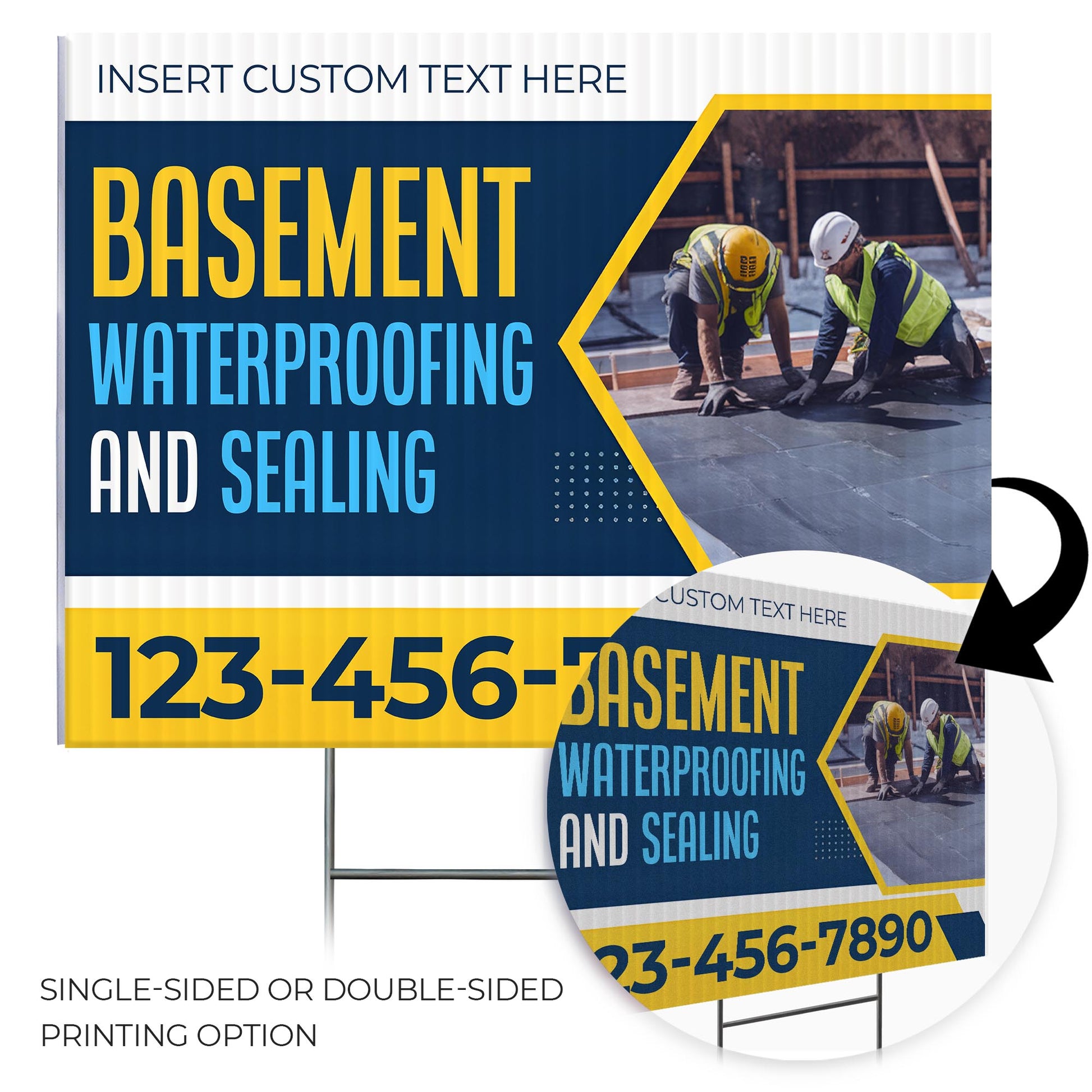 Basement Waterproofing and Sealing Services Yard Sign Design 2 -  BFS-BSMNT-24X18-DS-D2-BFS-BSMNT-24X18-SS-D2