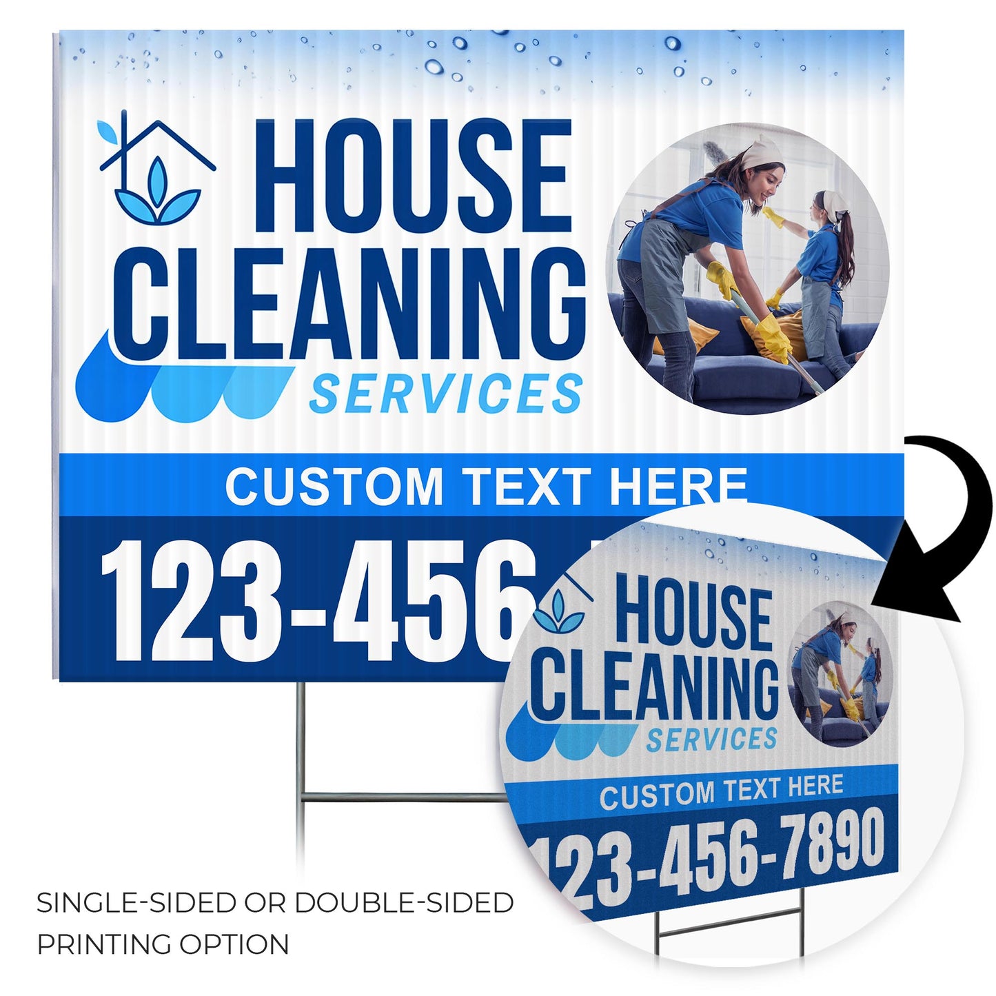 House Cleaning Services Yard Sign Design 2 -  BFS-HSCL-24X18-DS-D2-BFS-HSCL--24X18-SS-D2