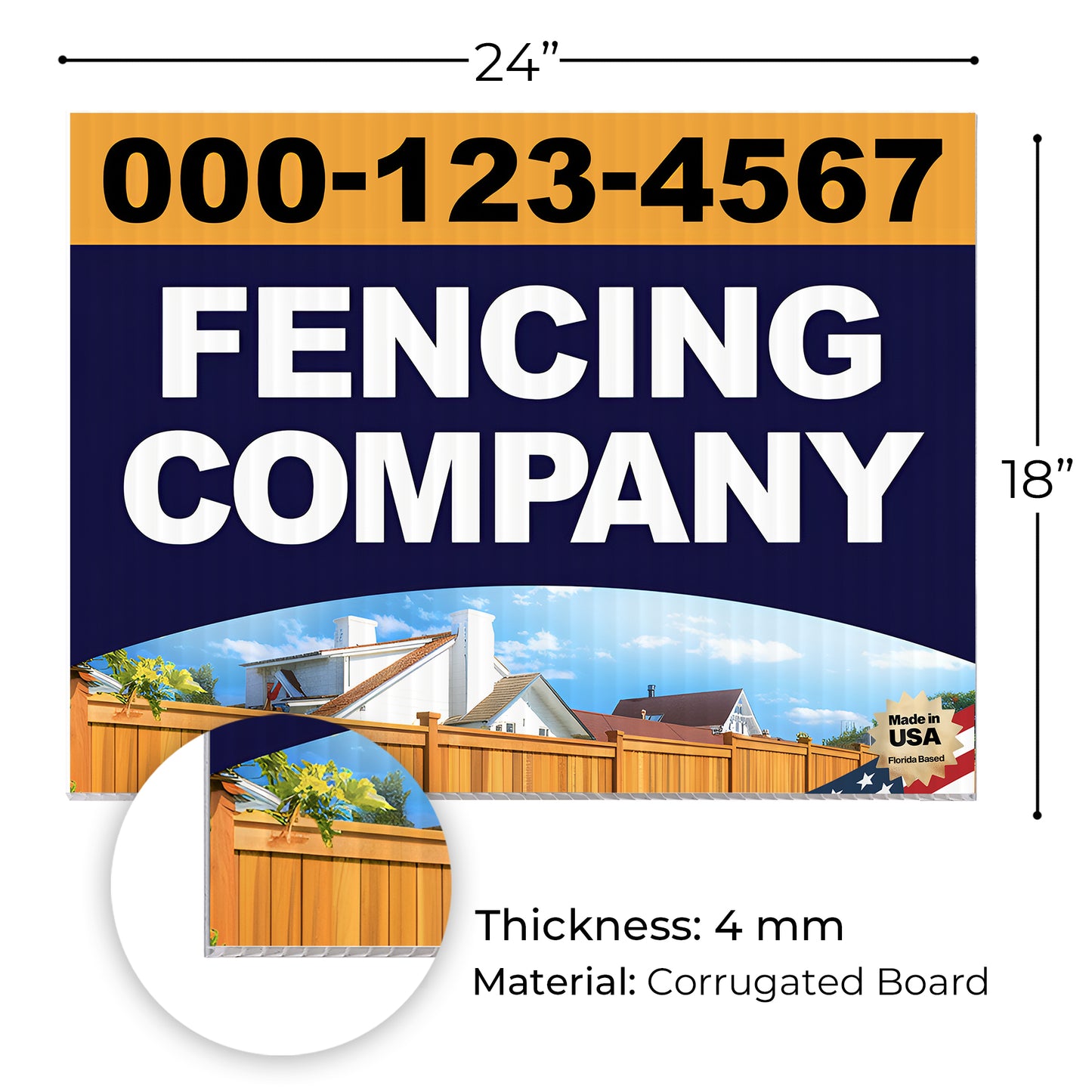 Fencing Services Yard Sign D1 -  BFS-FC-24x18-DS-D1-BFS-FC-24x18-SS-D2