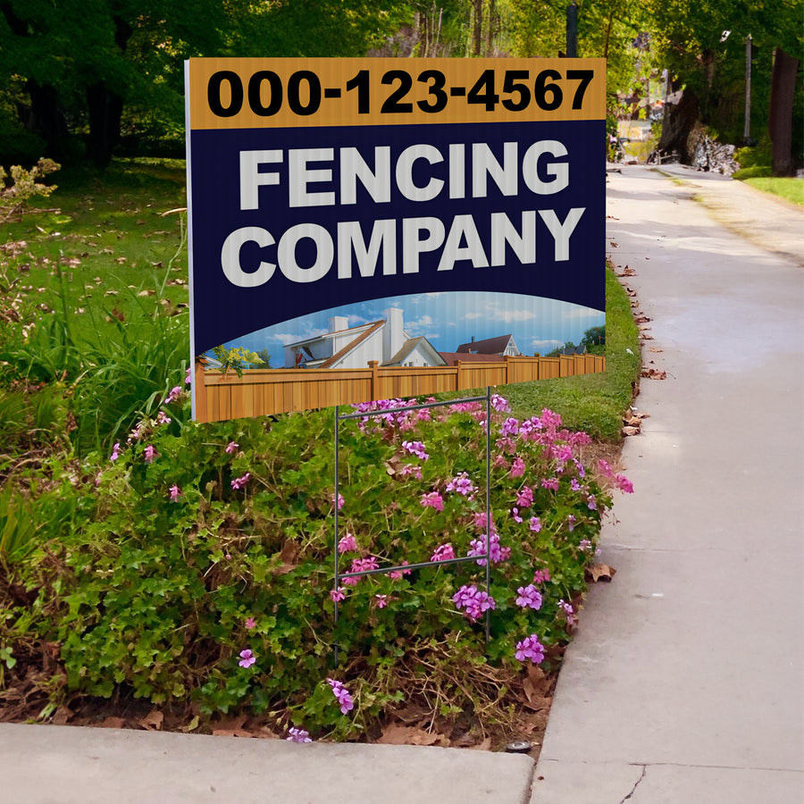 Fencing Services Yard Sign D1 -  BFS-FC-24x18-DS-D1-BFS-FC-24x18-SS-D2