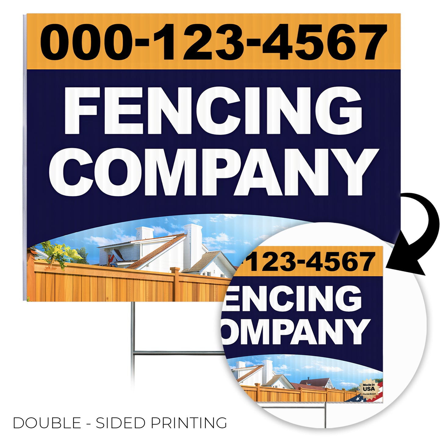 Fencing Services Yard Sign D1 -  BFS-FC-24x18-DS-D1-BFS-FC-24x18-SS-D2