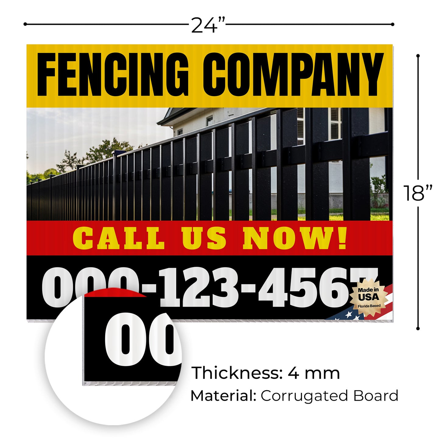Fencing Services Yard Sign D2 -  BFS-FC-24x18-DS-D2-BFS-FC-24x18-SS-D3