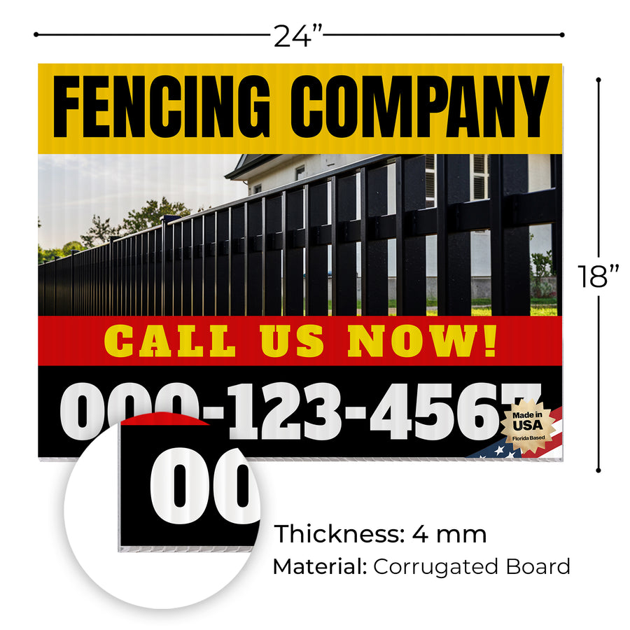 Fencing Services Yard Sign D2 -  BFS-FC-24x18-DS-D2-BFS-FC-24x18-SS-D3