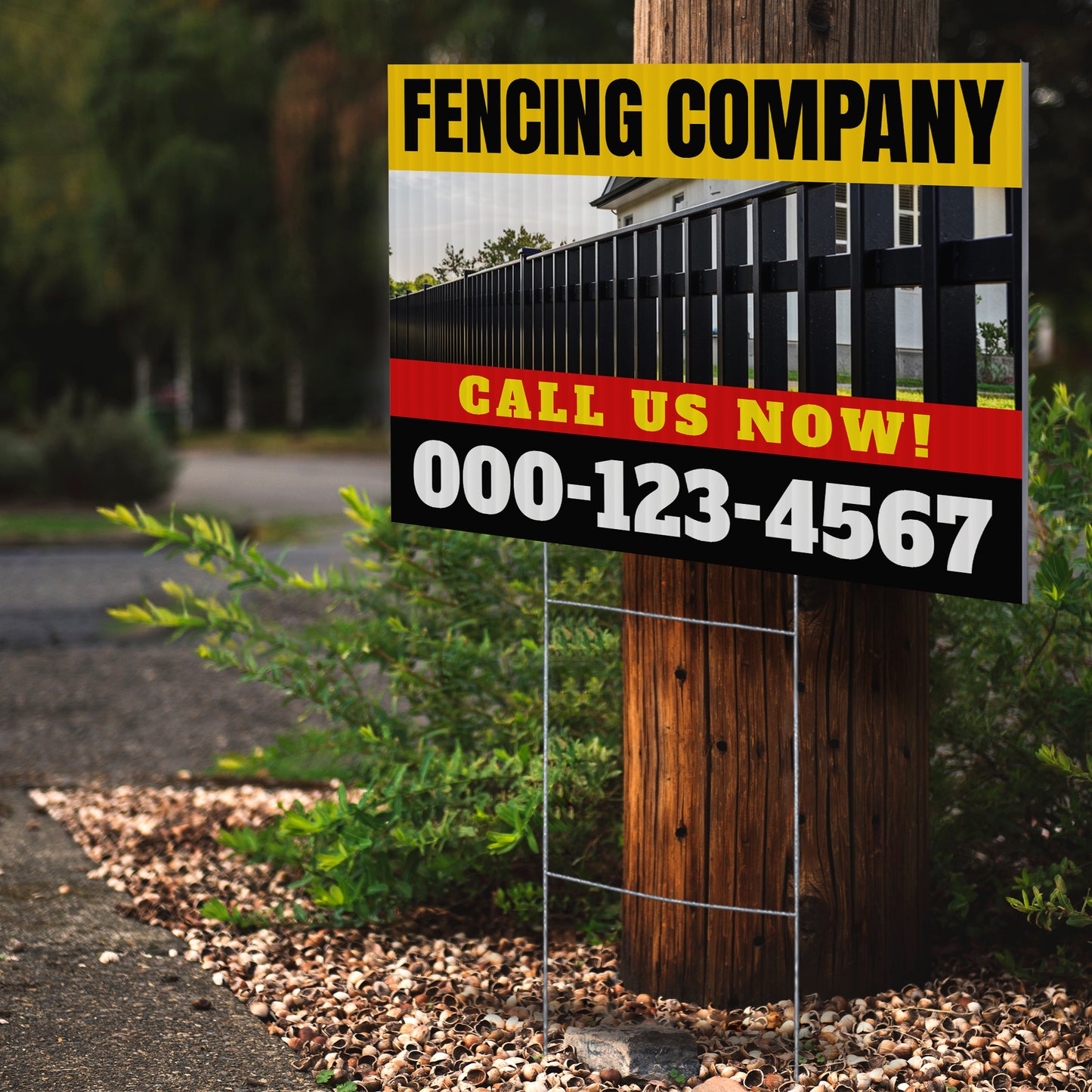 Fencing Services Yard Sign D2 -  BFS-FC-24x18-DS-D2-BFS-FC-24x18-SS-D3