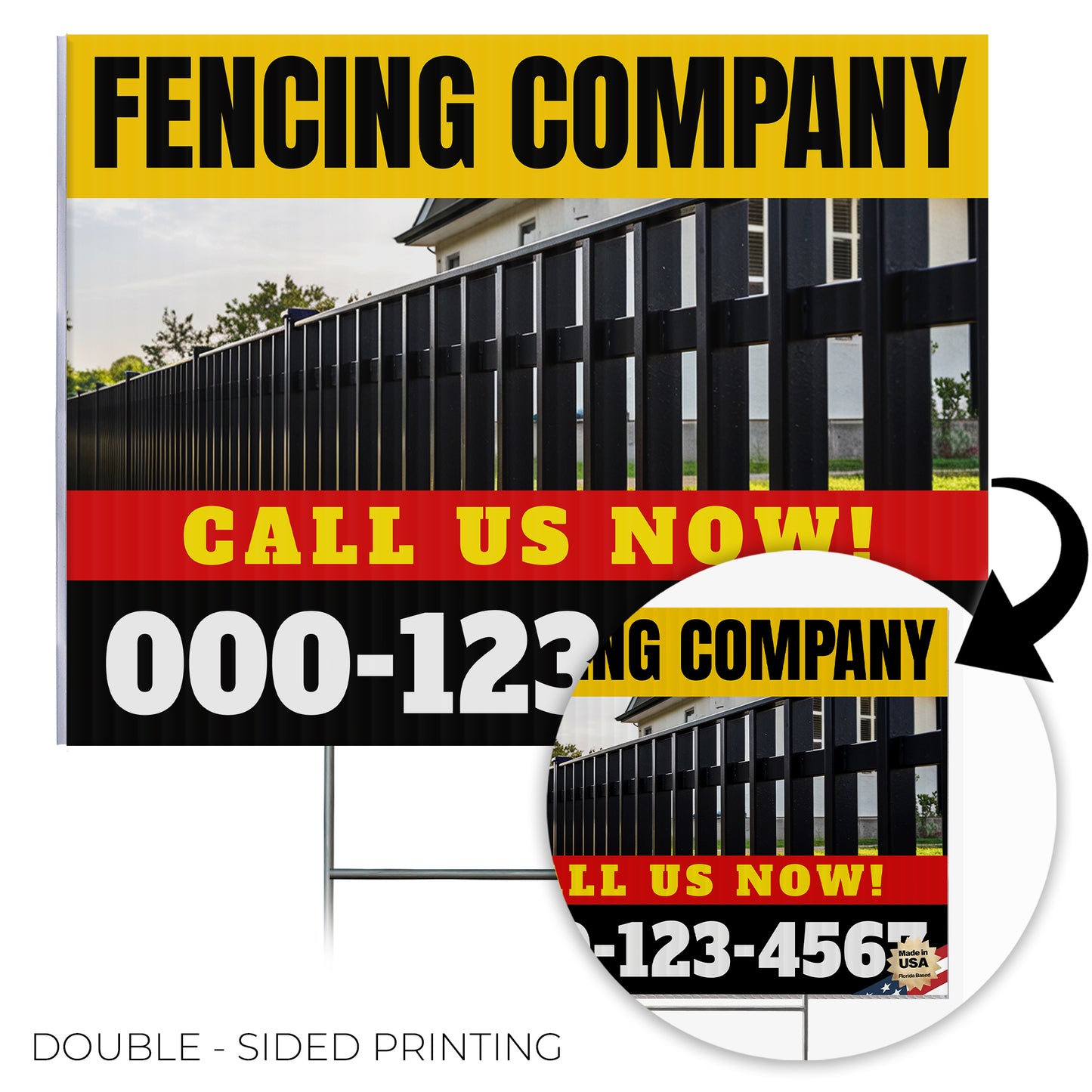 Fencing Services Yard Sign D2 -  BFS-FC-24x18-DS-D2-BFS-FC-24x18-SS-D3